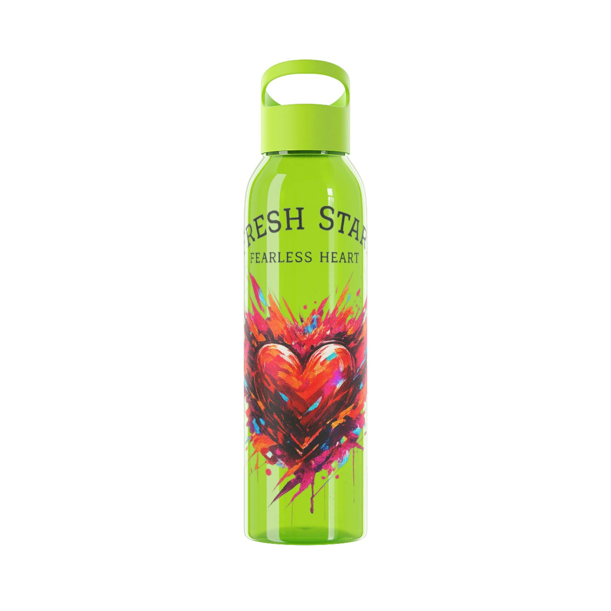 Fresh Start Fearless Heart Reusable Water Bottle | Inspirational Sports Bottle | Positive Lifestyle Drink Bottle | Gifts & Lifestyle - SJM Print Store