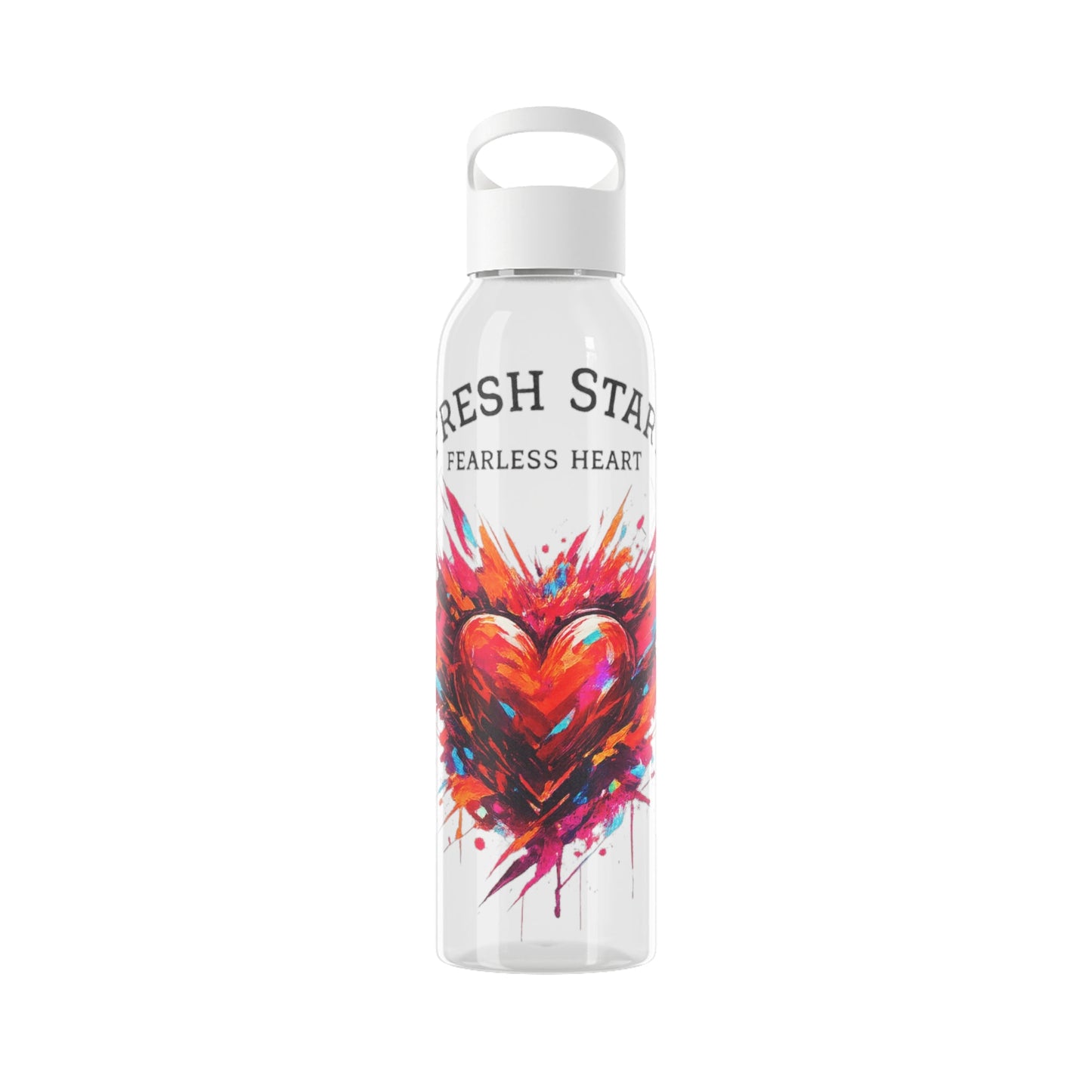 Fresh Start Fearless Heart Reusable Water Bottle | Inspirational Sports Bottle | Positive Lifestyle Drink Bottle | Gifts & Lifestyle - SJM Print Store