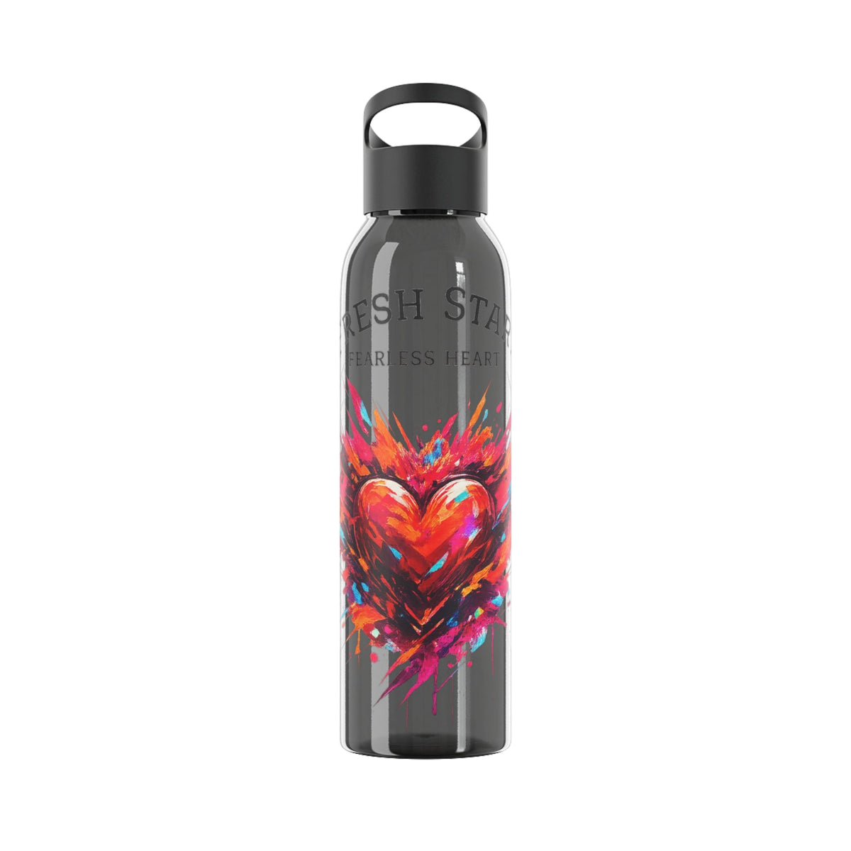 Fresh Start Fearless Heart Reusable Water Bottle | Inspirational Sports Bottle | Positive Lifestyle Drink Bottle | Gifts & Lifestyle - SJM Print Store
