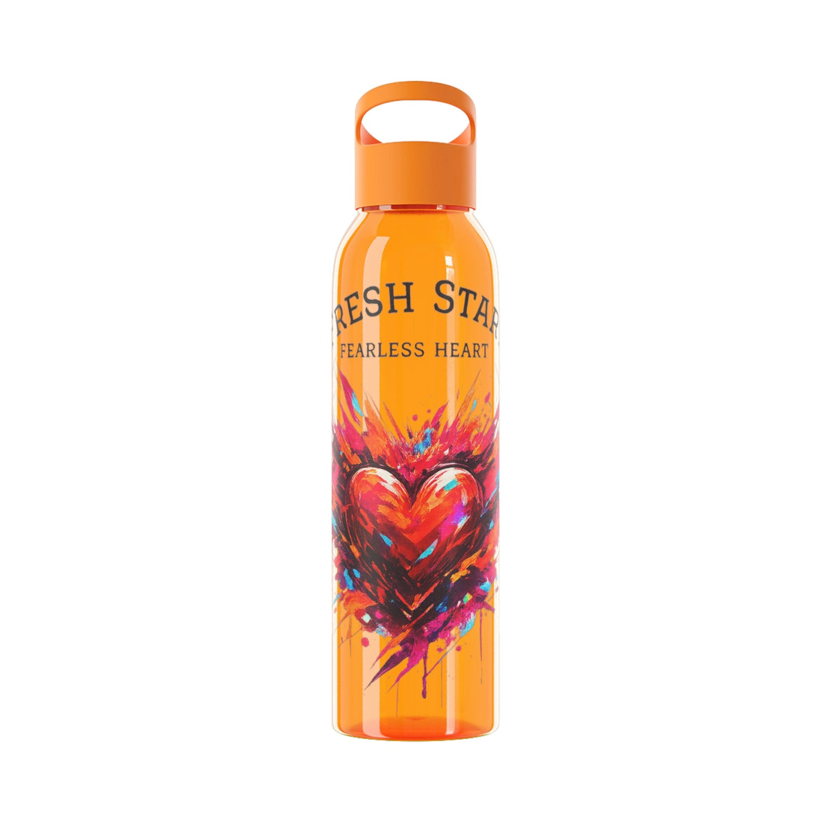 Fresh Start Fearless Heart Reusable Water Bottle | Inspirational Sports Bottle | Positive Lifestyle Drink Bottle | Gifts & Lifestyle - SJM Print Store
