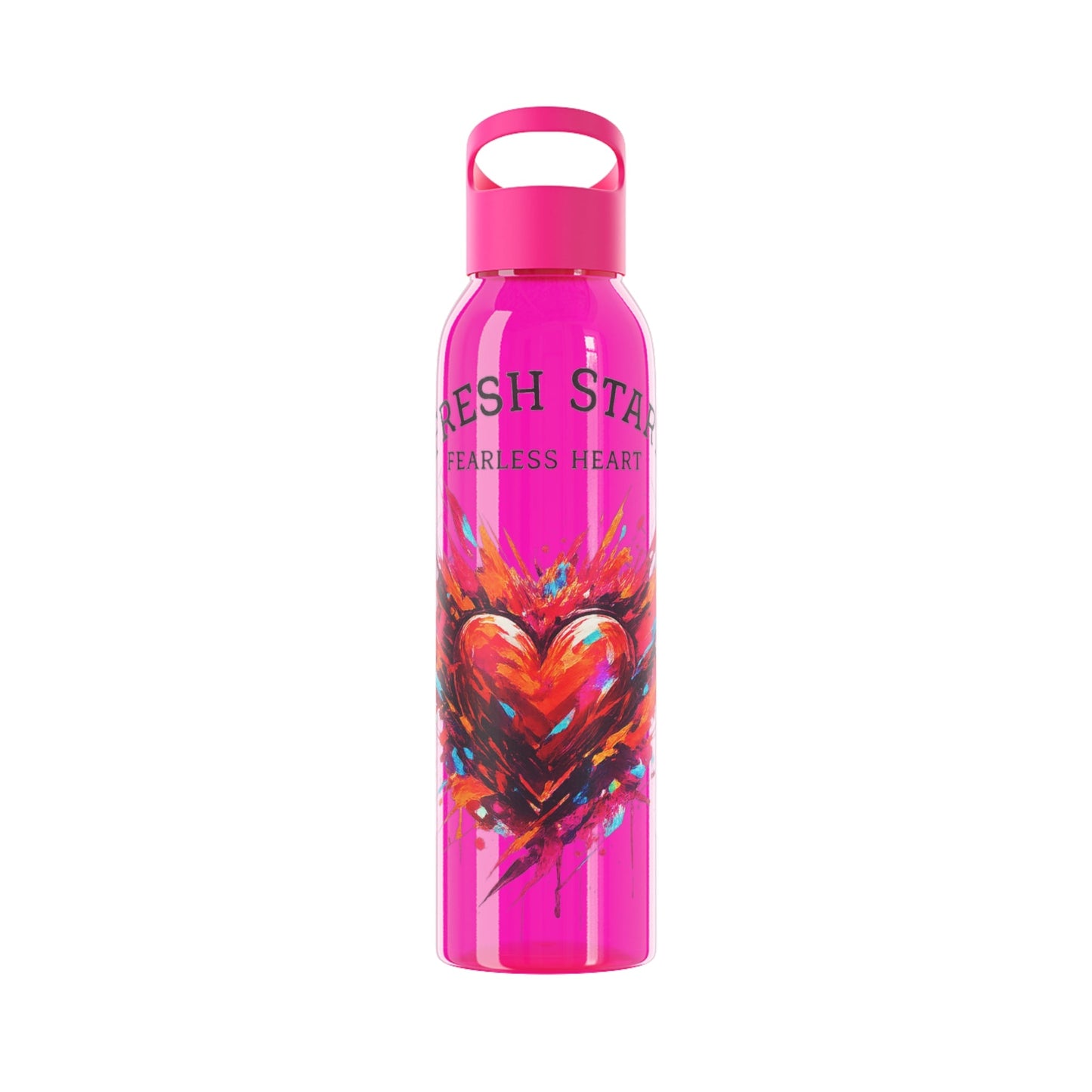 Fresh Start Fearless Heart Reusable Water Bottle | Inspirational Sports Bottle | Positive Lifestyle Drink Bottle | Gifts & Lifestyle - SJM Print Store