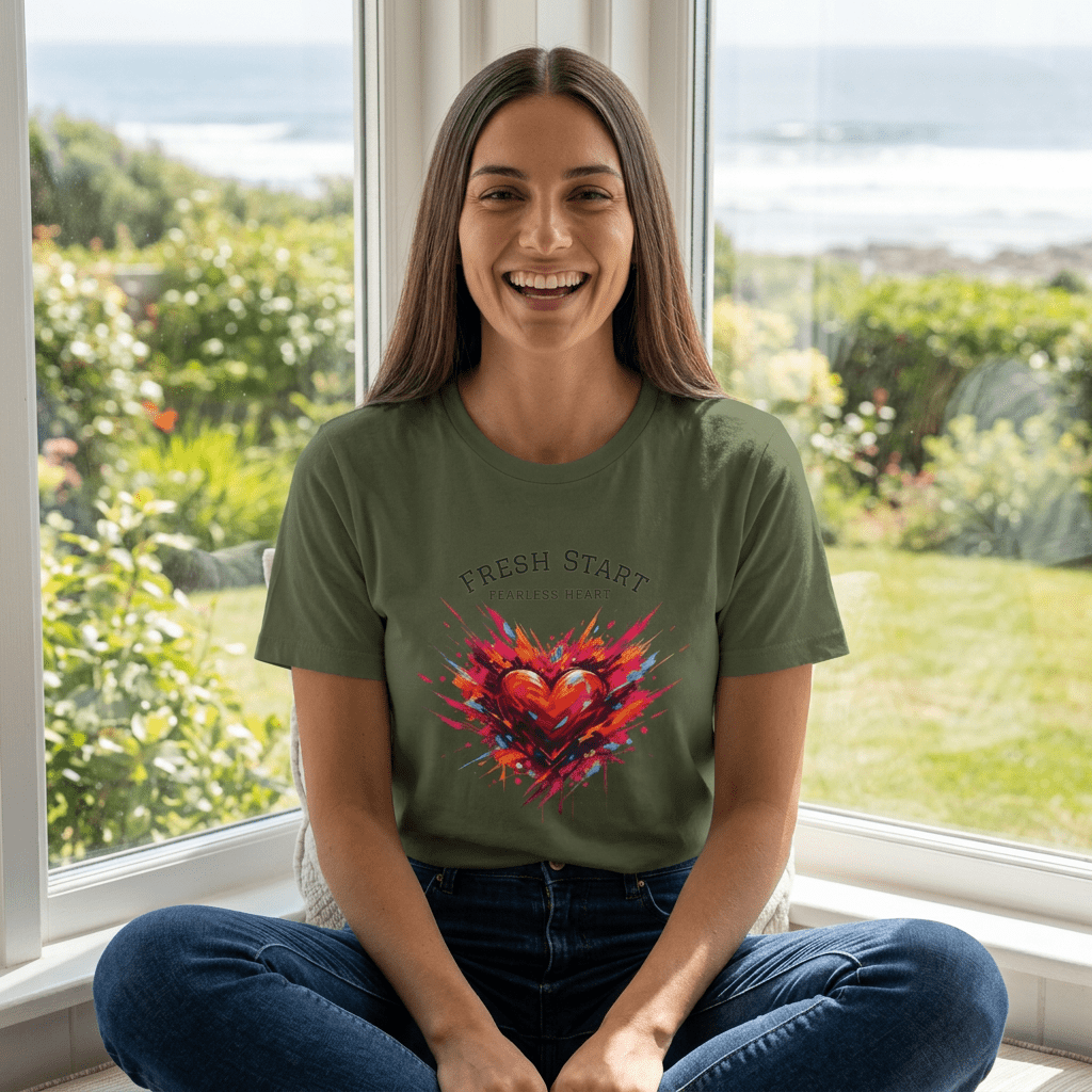 Fresh Start Fearless Heart T-Shirt | Inspirational Unisex Graphic Tee | Positive Mindset Shirt | Gifts & Lifestyle - SJM Print Store