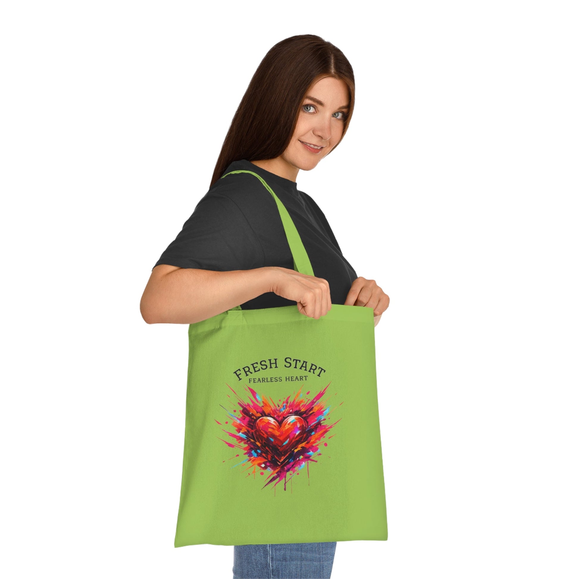 Fresh Start Fearless Heart Tote Bag | Inspirational Canvas Shopping Bag | Gifts & Lifestyle Collection - SJM Print Store