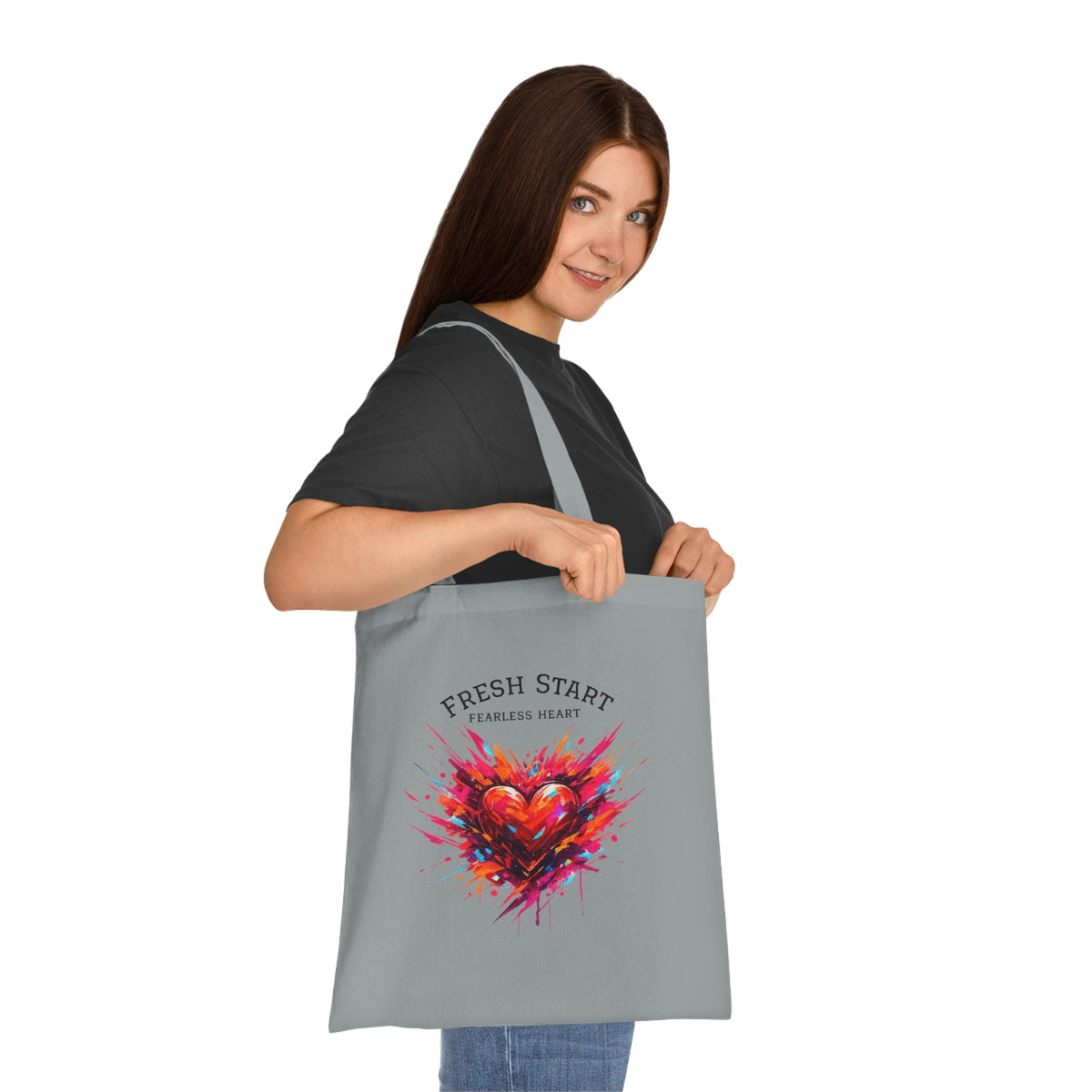 Fresh Start Fearless Heart Tote Bag | Inspirational Canvas Shopping Bag | Gifts & Lifestyle Collection - SJM Print Store