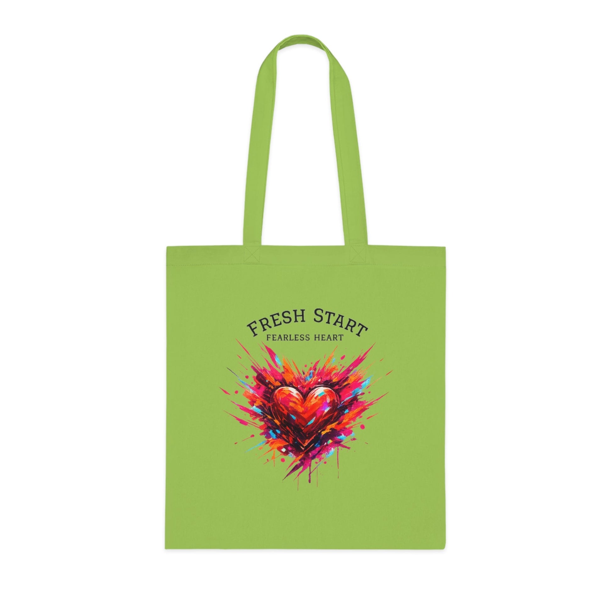 Fresh Start Fearless Heart Tote Bag | Inspirational Canvas Shopping Bag | Gifts & Lifestyle Collection - SJM Print Store