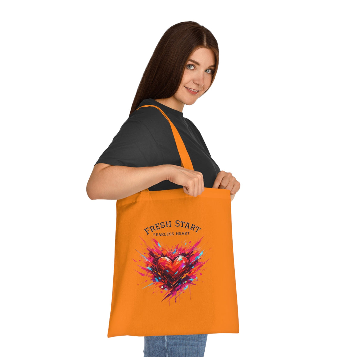 Fresh Start Fearless Heart Tote Bag | Inspirational Canvas Shopping Bag | Gifts & Lifestyle Collection - SJM Print Store