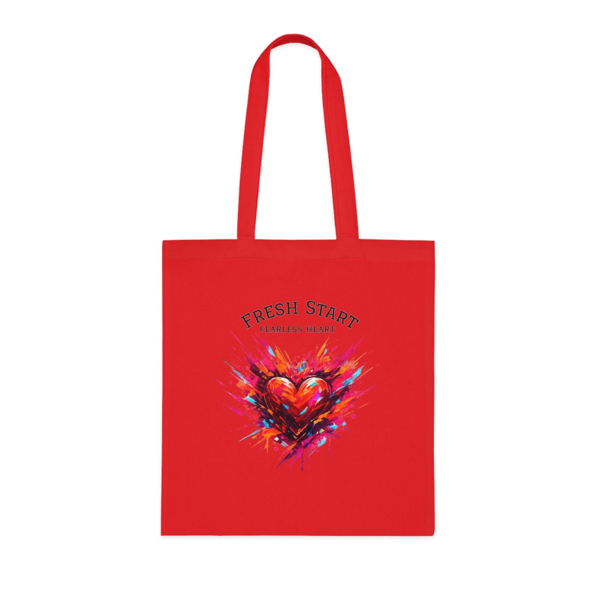 Fresh Start Fearless Heart Tote Bag | Inspirational Canvas Shopping Bag | Gifts & Lifestyle Collection - SJM Print Store