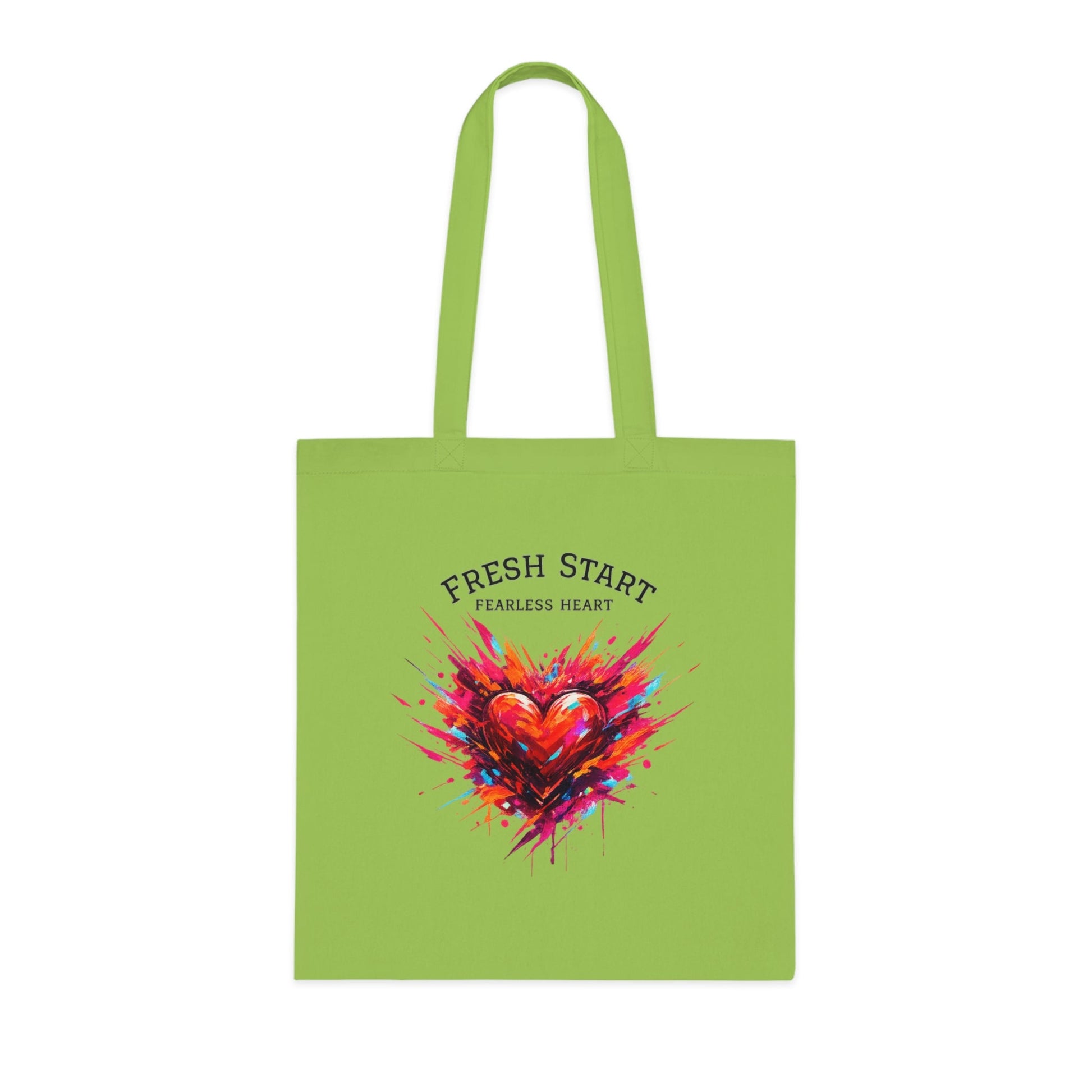 Fresh Start Fearless Heart Tote Bag | Inspirational Canvas Shopping Bag | Gifts & Lifestyle Collection - SJM Print Store