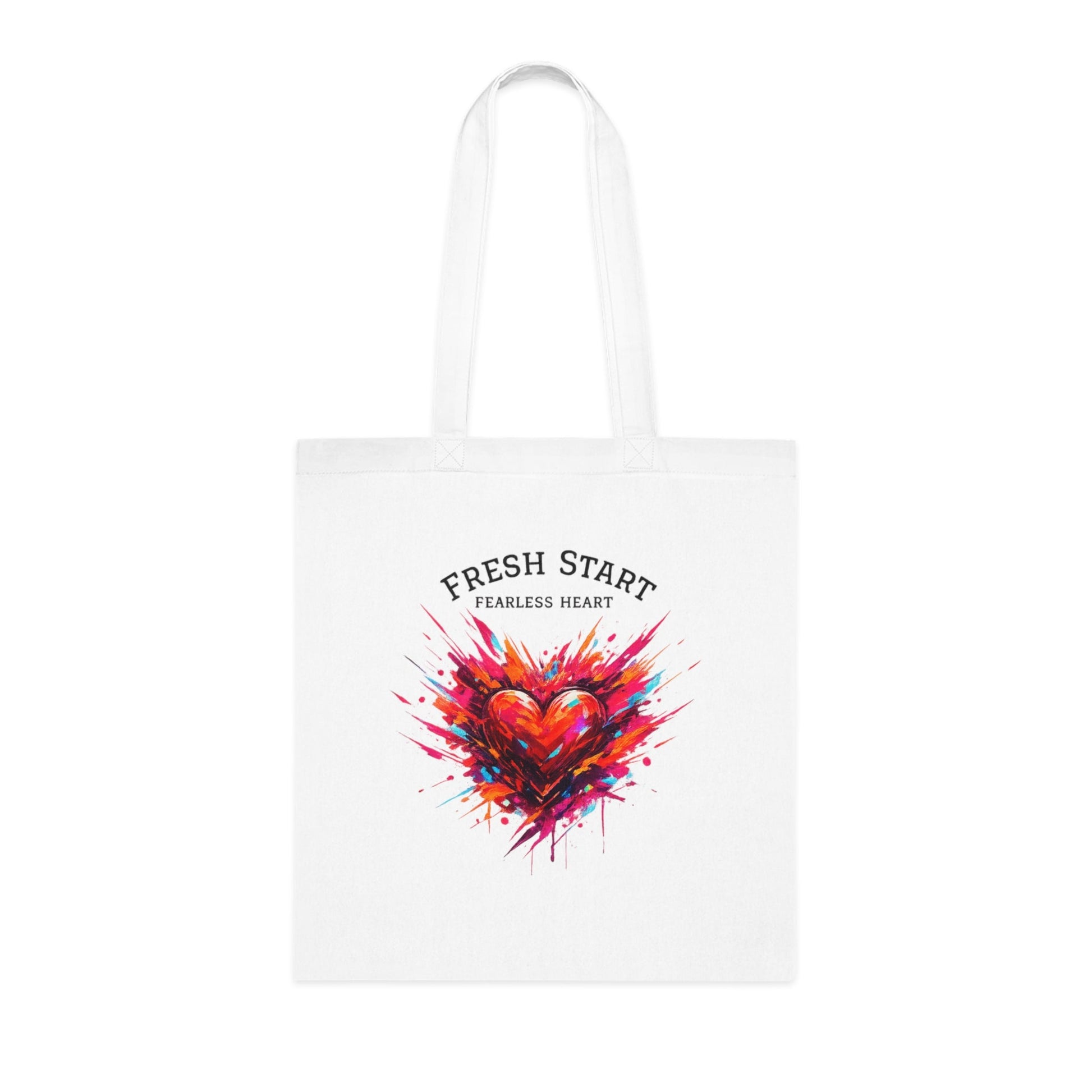 Fresh Start Fearless Heart Tote Bag | Inspirational Canvas Shopping Bag | Gifts & Lifestyle Collection - SJM Print Store