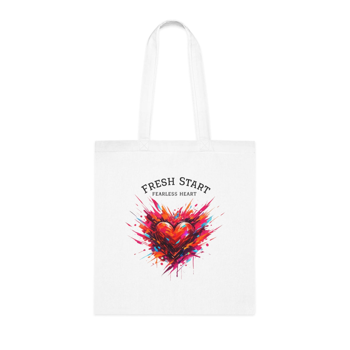 Fresh Start Fearless Heart Tote Bag | Inspirational Canvas Shopping Bag | Gifts & Lifestyle Collection - SJM Print Store