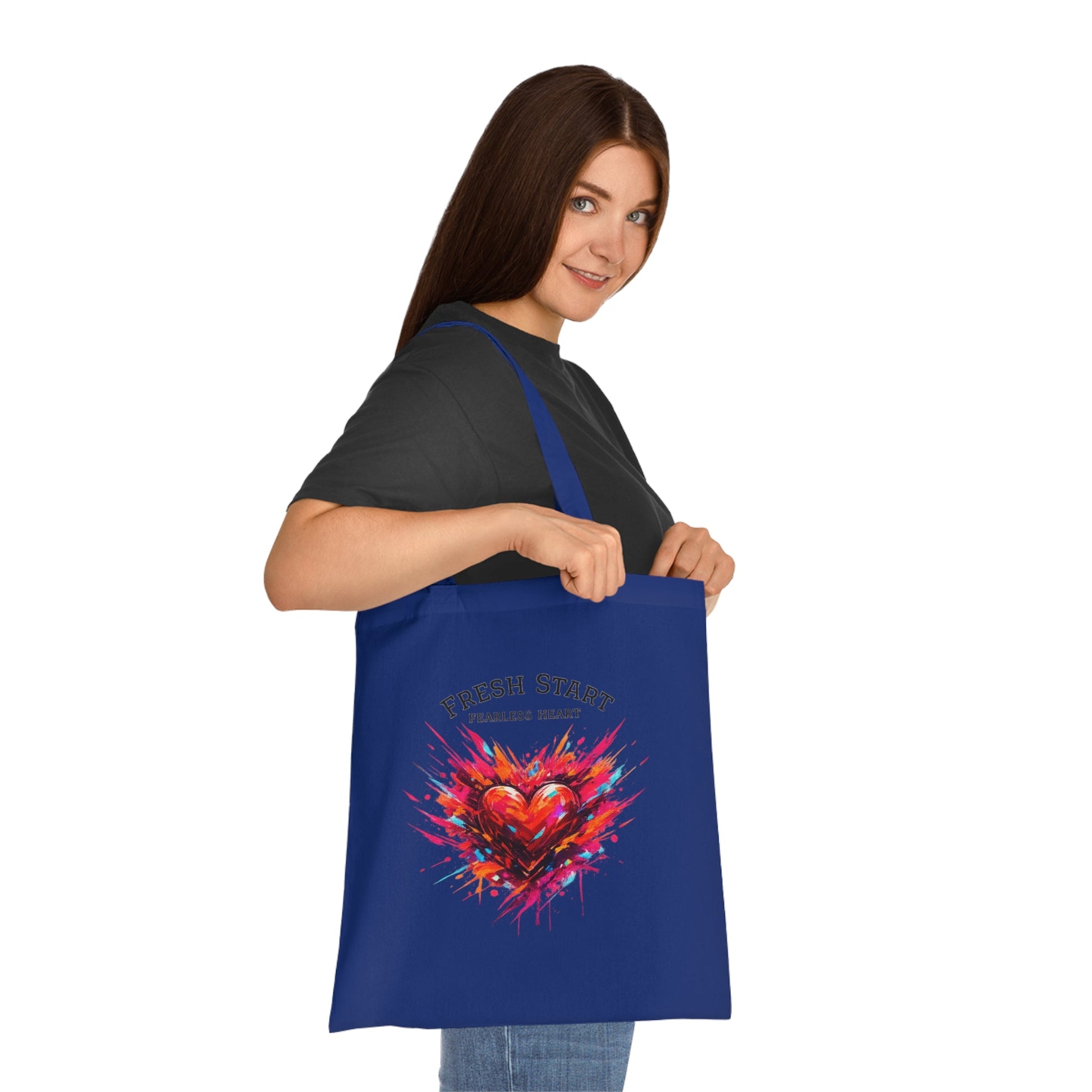 Fresh Start Fearless Heart Tote Bag | Inspirational Canvas Shopping Bag | Gifts & Lifestyle Collection - SJM Print Store
