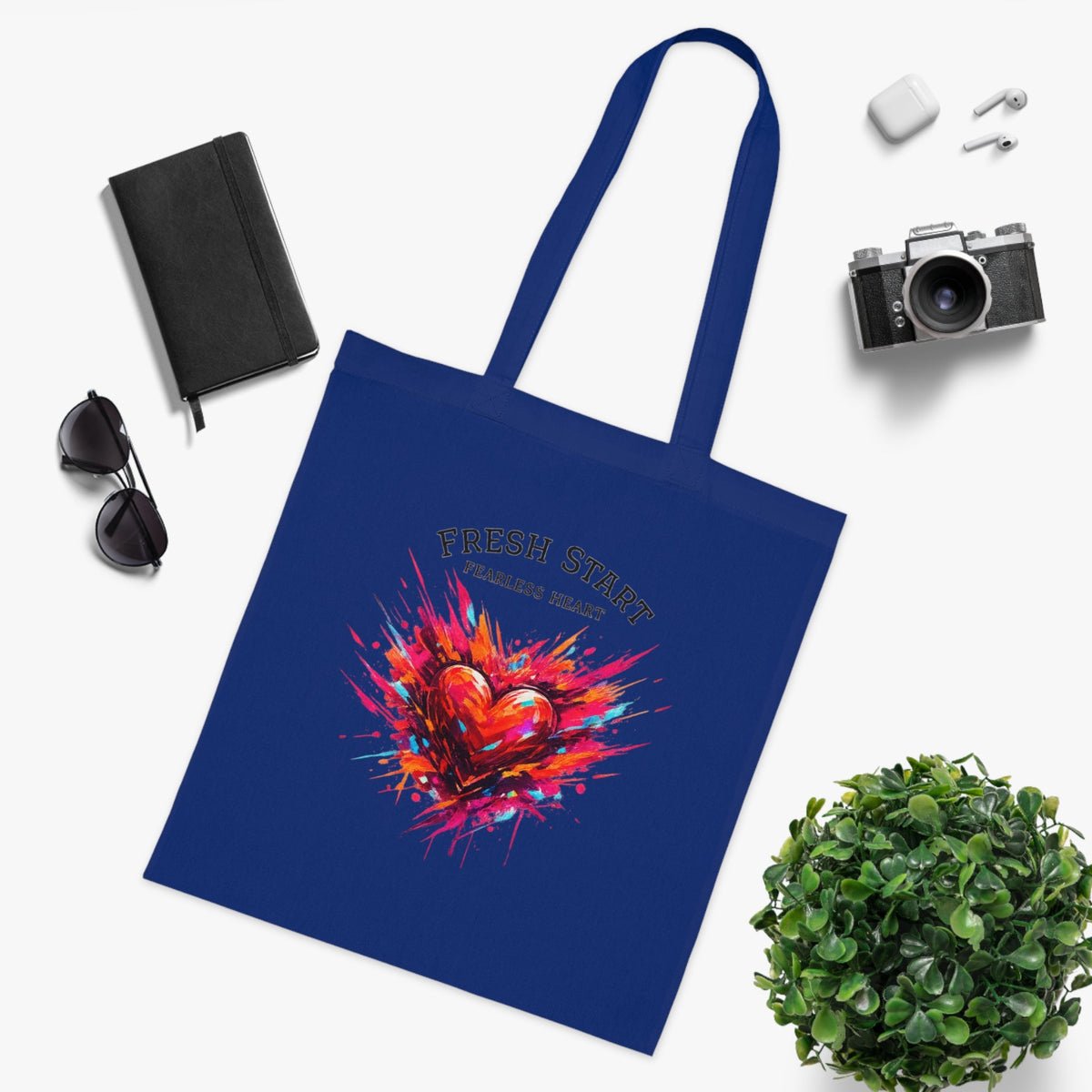 Fresh Start Fearless Heart Tote Bag | Inspirational Canvas Shopping Bag | Gifts & Lifestyle Collection - SJM Print Store