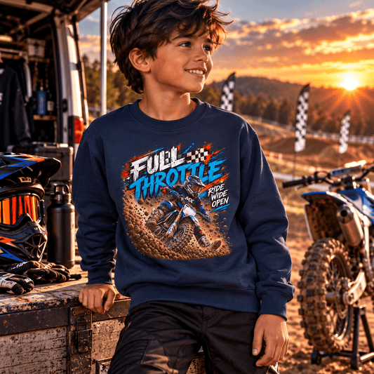 Full Throttle Youth Sweatshirt – Kids Motocross Jumper - SJM Print Store