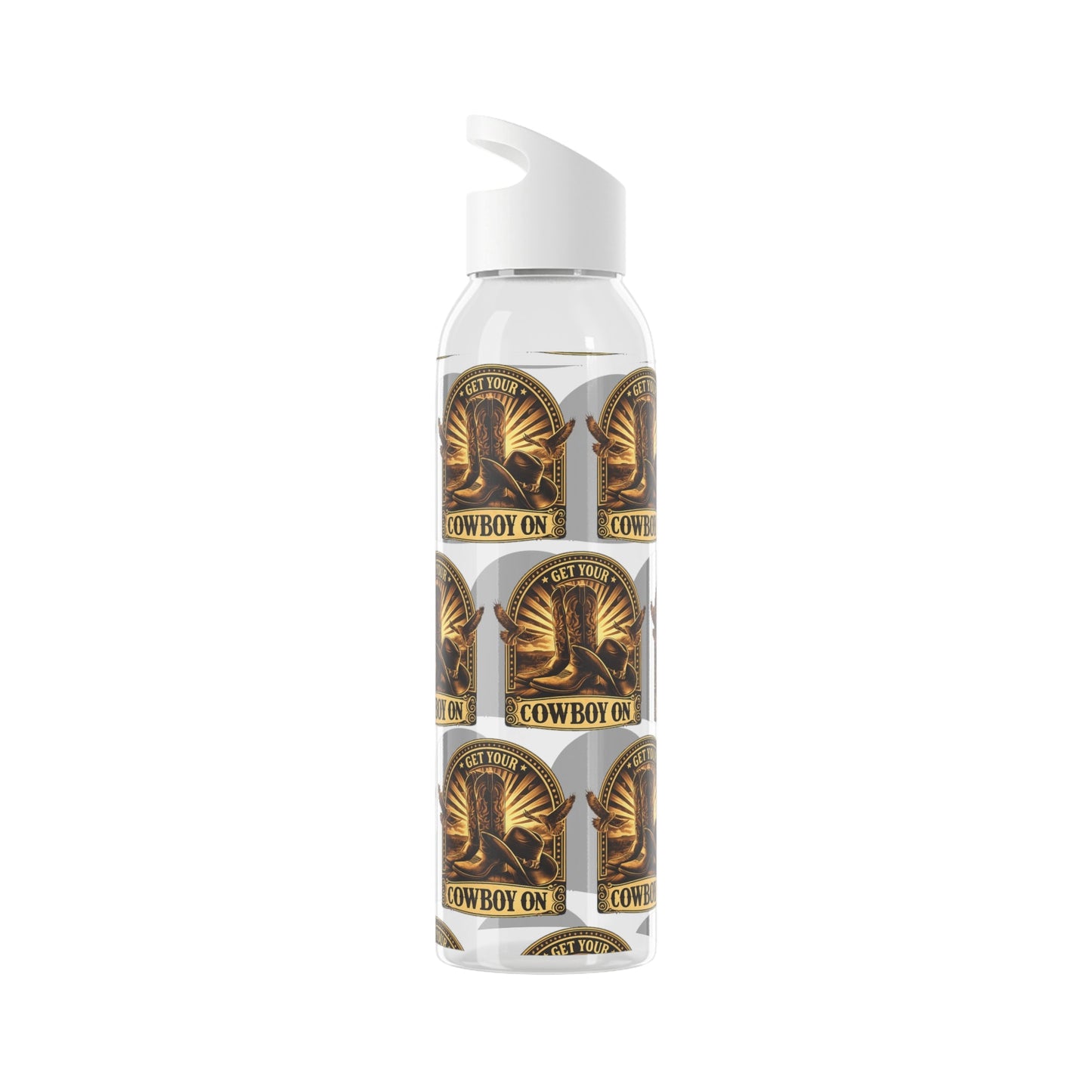 Get Your Cowboy On Water Bottle Western Boot Badge Graphics - SJM Print Store