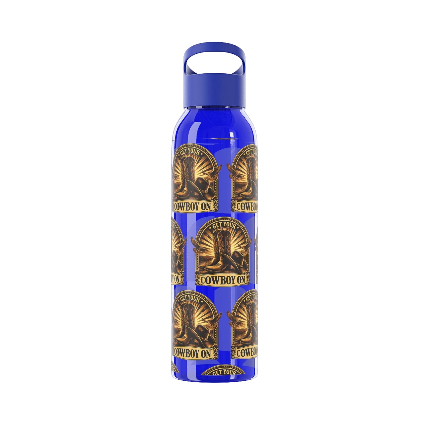 Get Your Cowboy On Water Bottle Western Boot Badge Graphics - SJM Print Store
