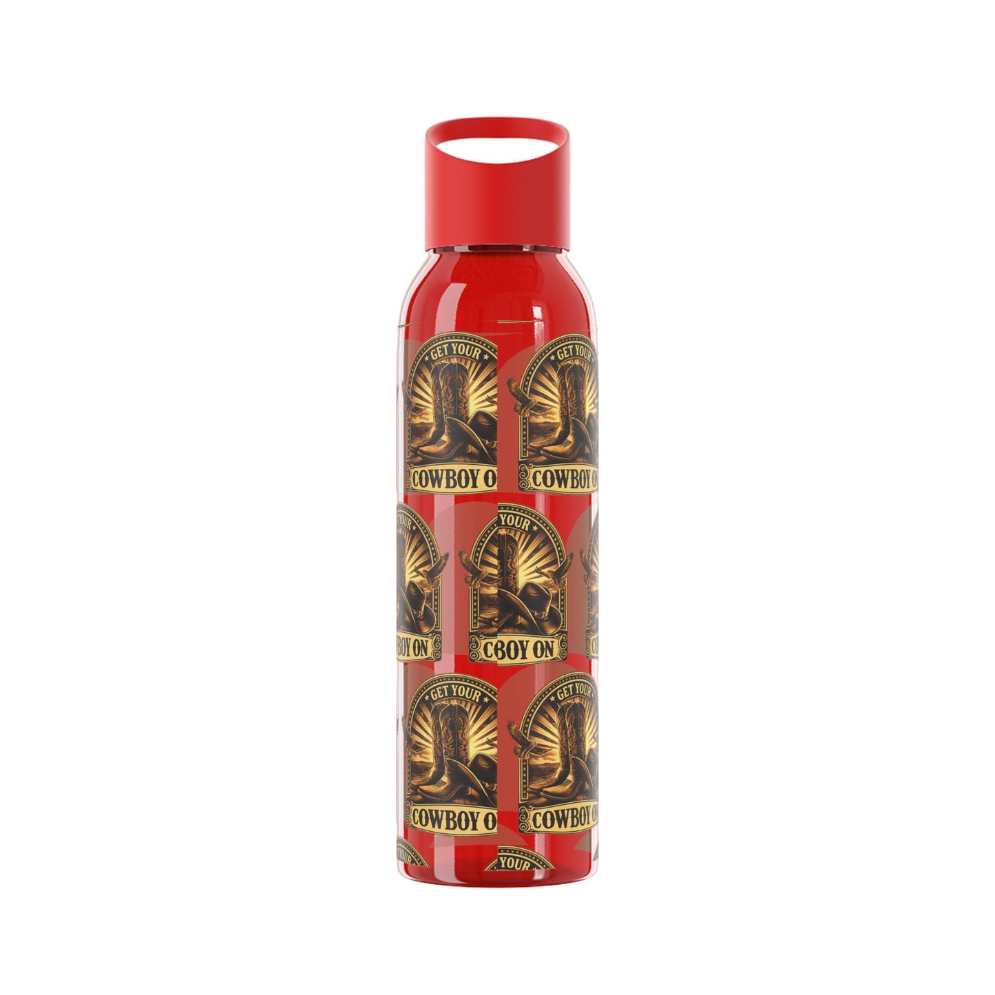 Get Your Cowboy On Water Bottle Western Boot Badge Graphics - SJM Print Store
