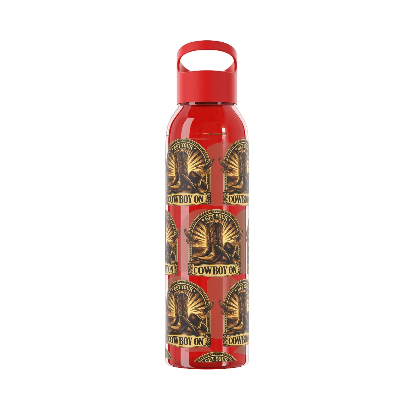 Get Your Cowboy On Water Bottle Western Boot Badge Graphics - SJM Print Store
