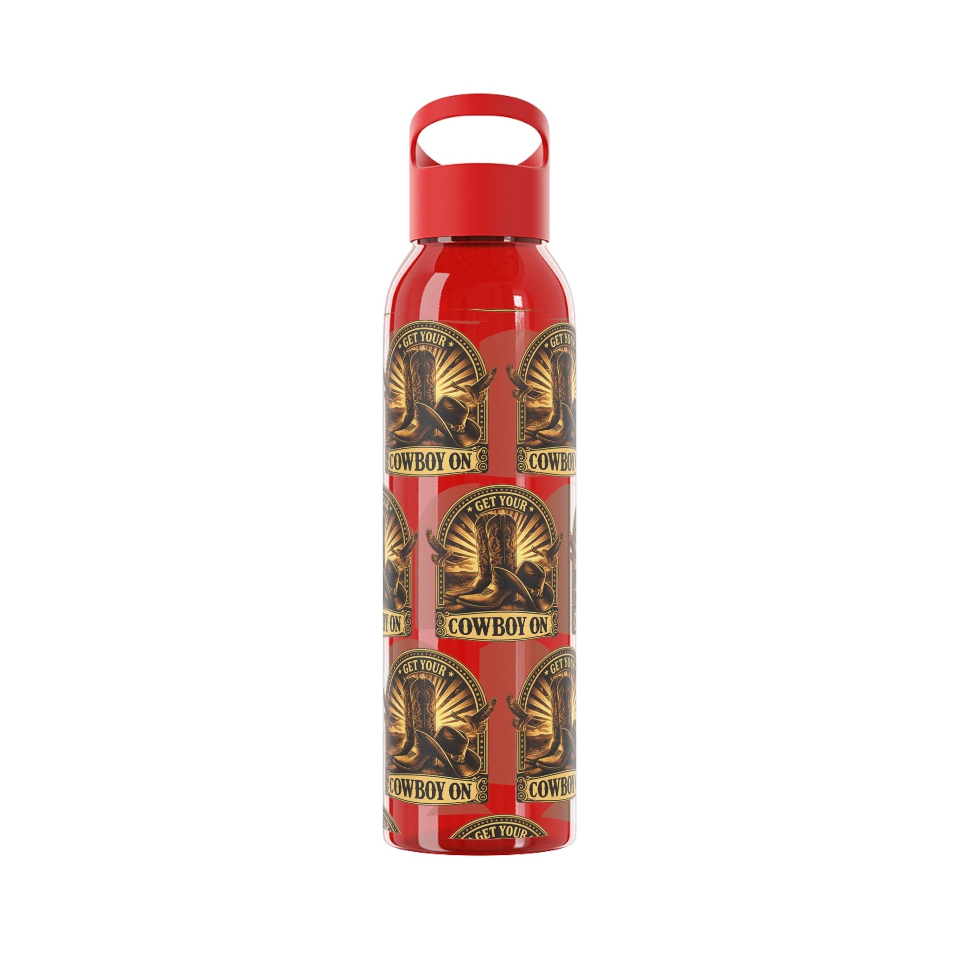 Get Your Cowboy On Water Bottle Western Boot Badge Graphics - SJM Print Store