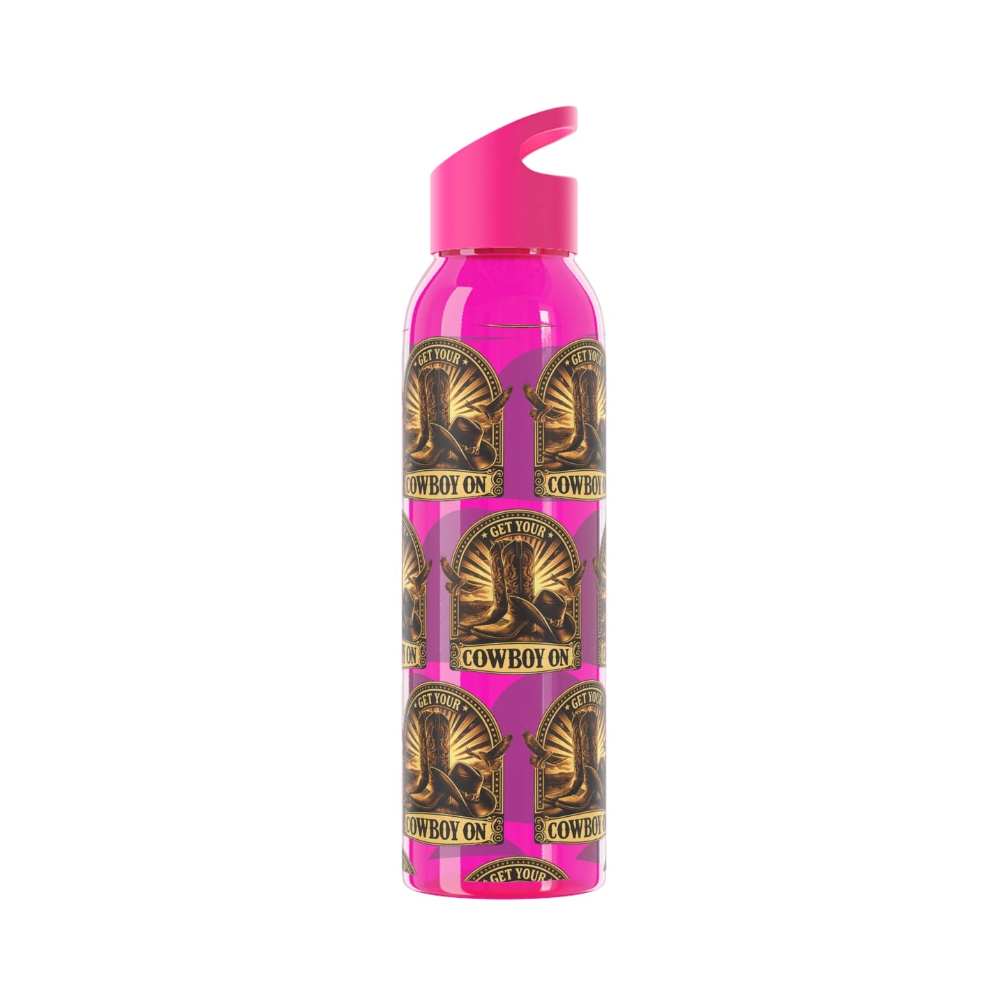 Get Your Cowboy On Water Bottle Western Boot Badge Graphics - SJM Print Store
