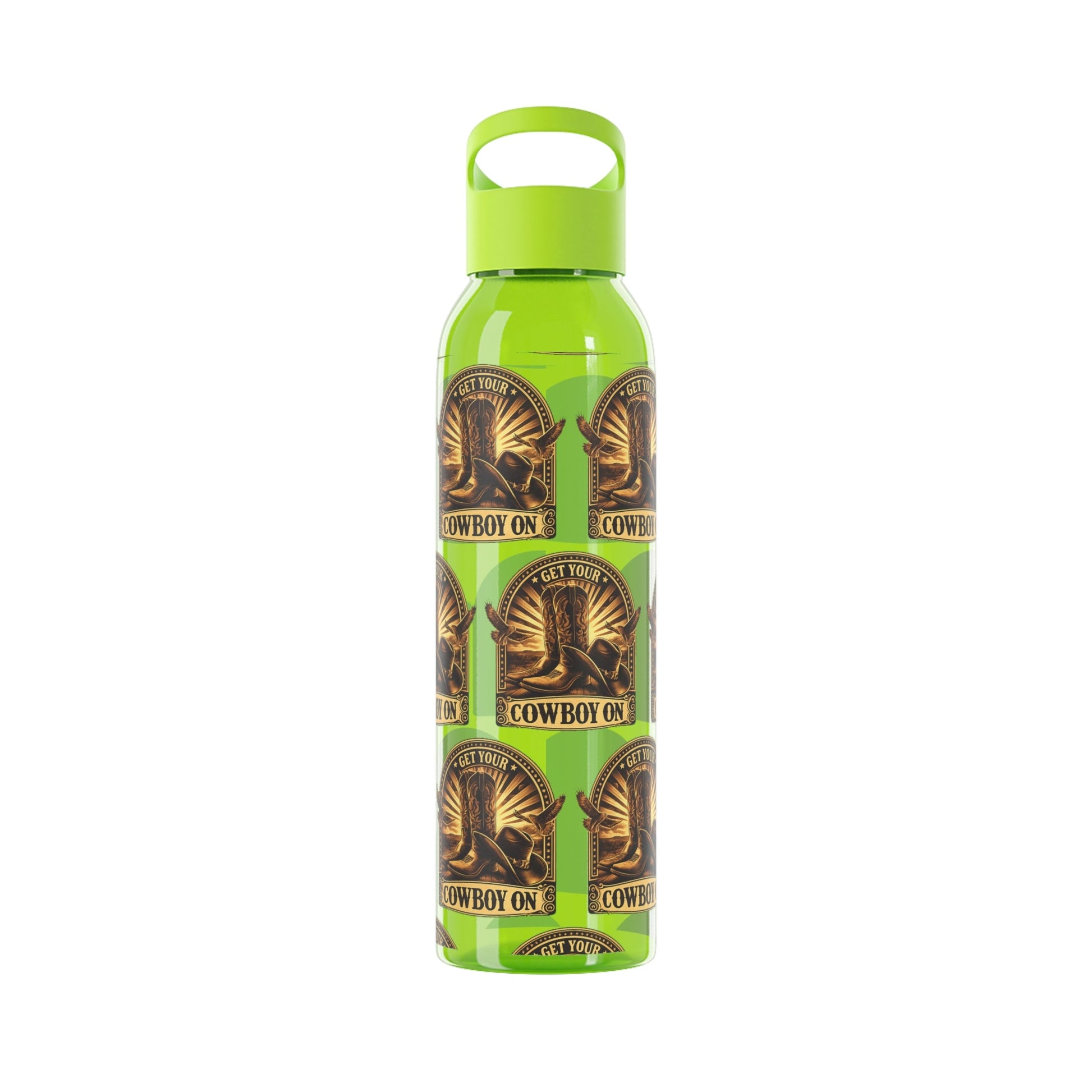 Get Your Cowboy On Water Bottle Western Boot Badge Graphics - SJM Print Store