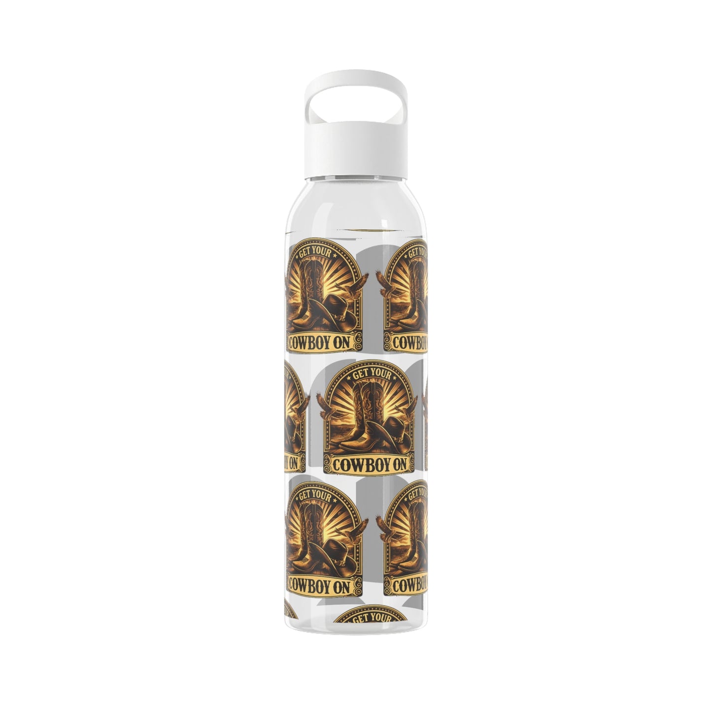 Get Your Cowboy On Water Bottle Western Boot Badge Graphics - SJM Print Store