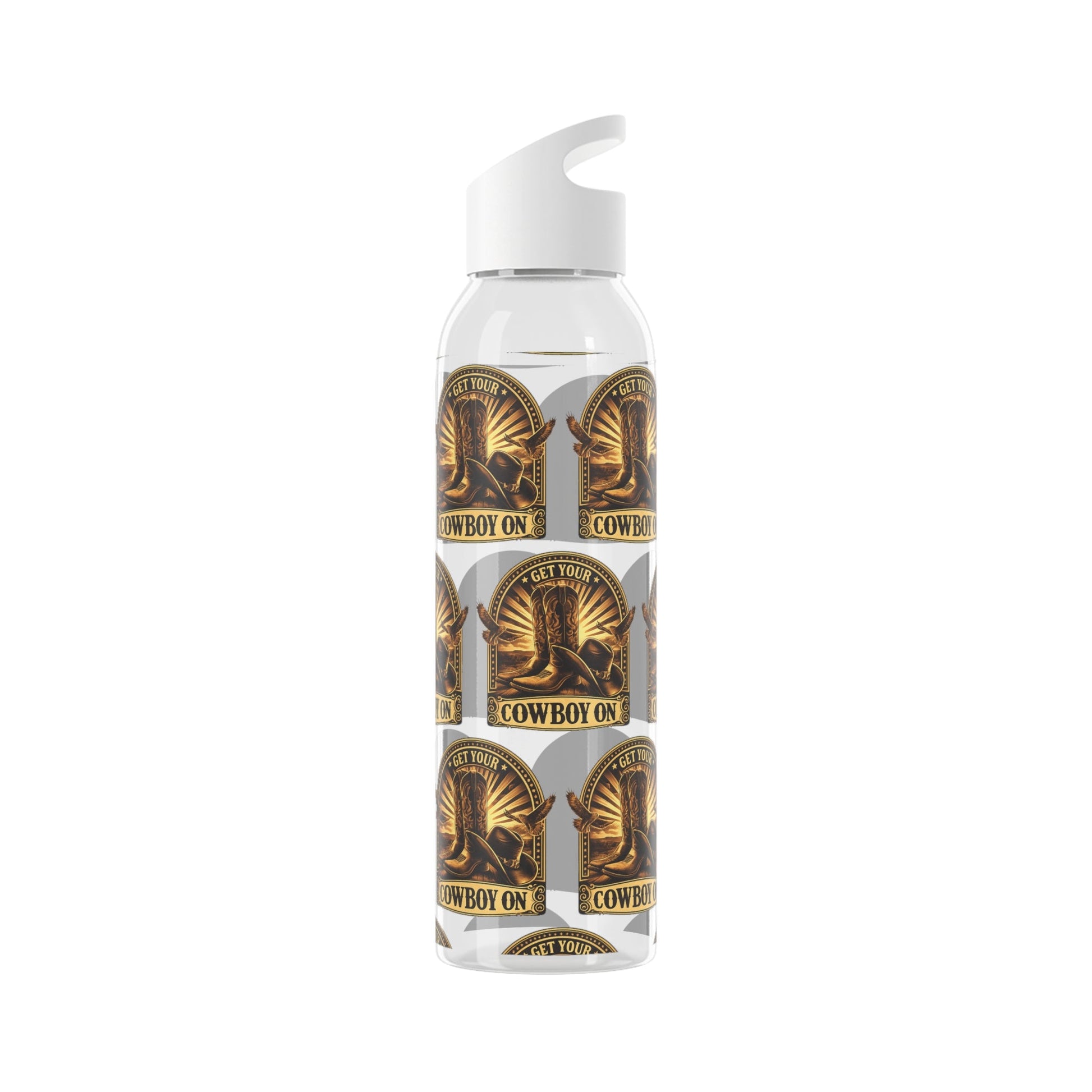 Get Your Cowboy On Water Bottle Western Boot Badge Graphics - SJM Print Store