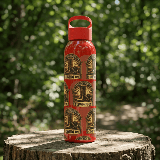 Get Your Cowboy On Water Bottle â€” Western Boot Badge Graphics - SJM Print Store