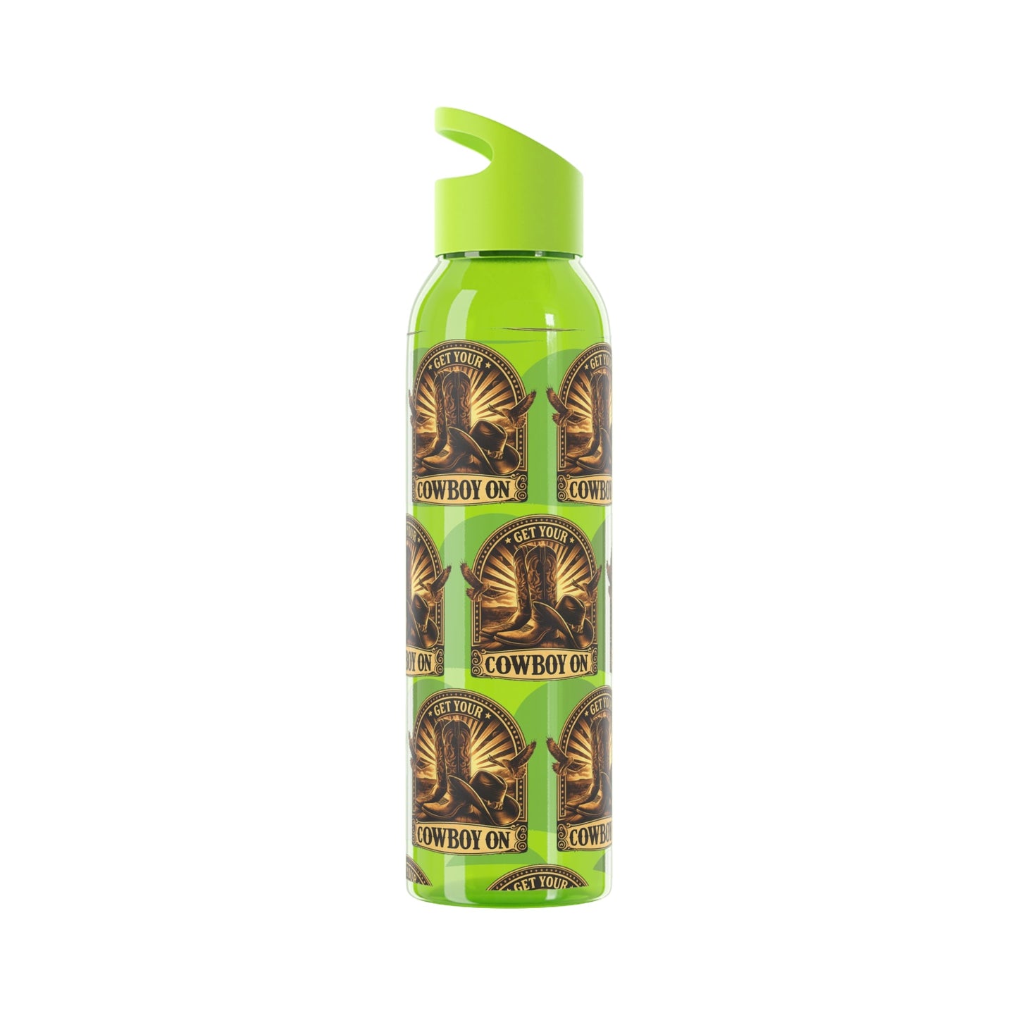 Get Your Cowboy On Water Bottle Western Boot Badge Graphics - SJM Print Store