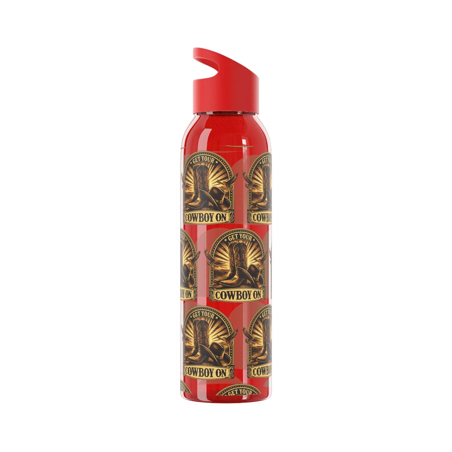 Get Your Cowboy On Water Bottle Western Boot Badge Graphics - SJM Print Store