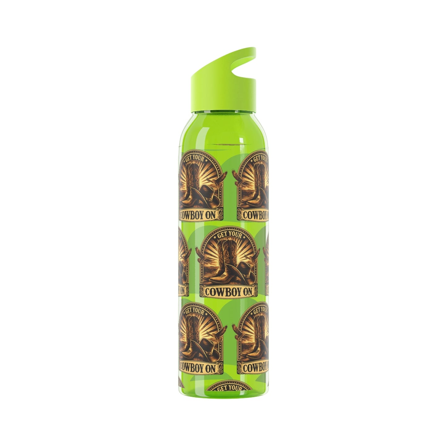 Get Your Cowboy On Water Bottle Western Boot Badge Graphics - SJM Print Store