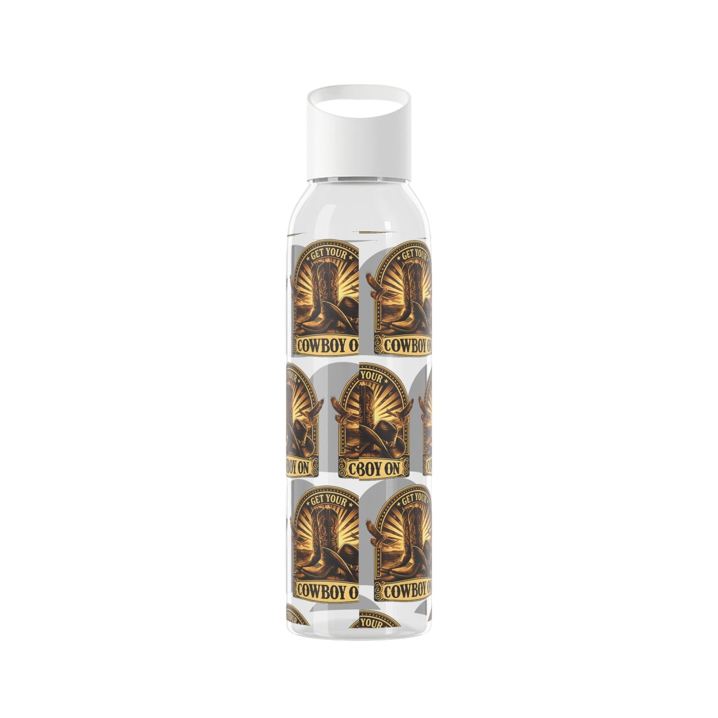 Get Your Cowboy On Water Bottle Western Boot Badge Graphics - SJM Print Store