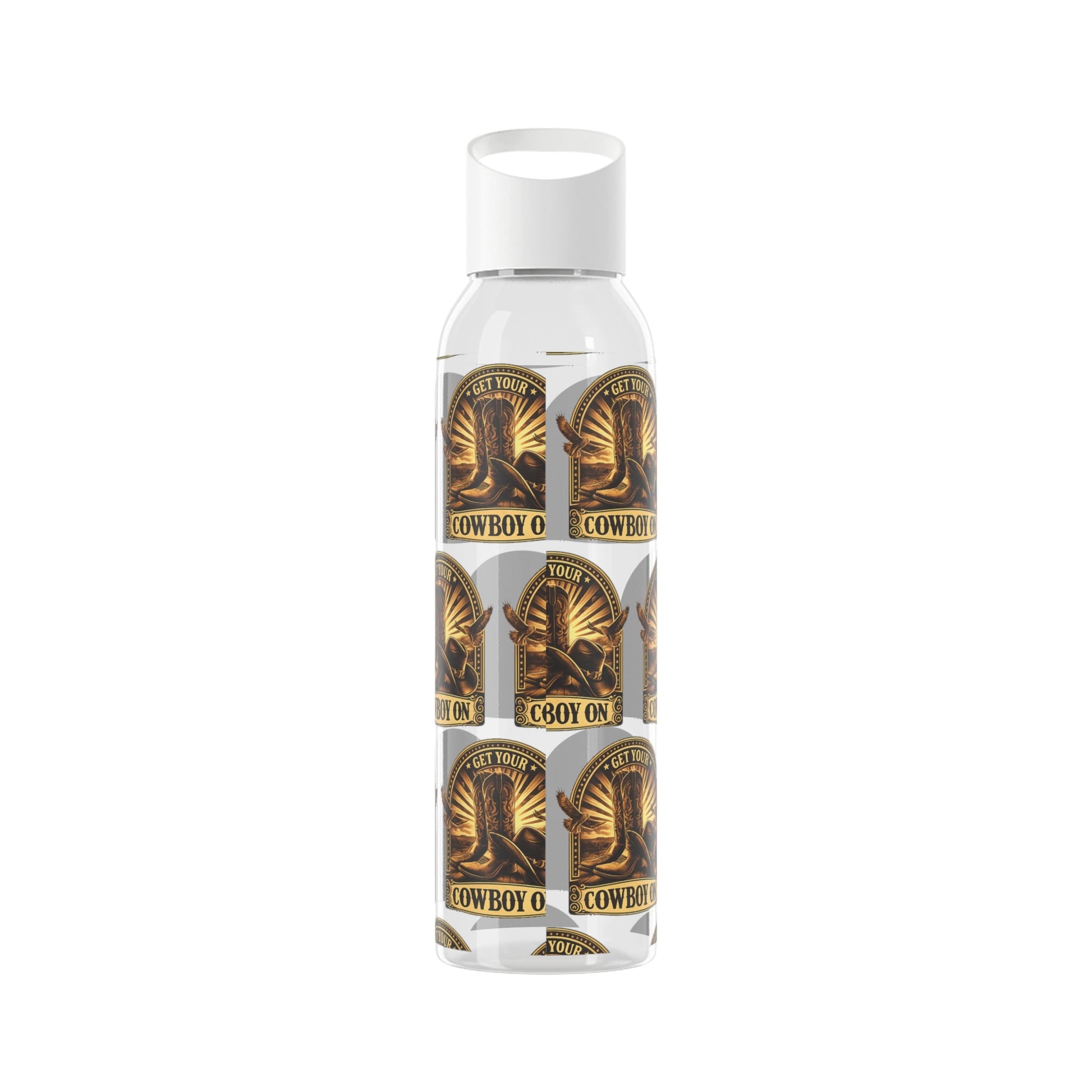 Get Your Cowboy On Water Bottle Western Boot Badge Graphics - SJM Print Store
