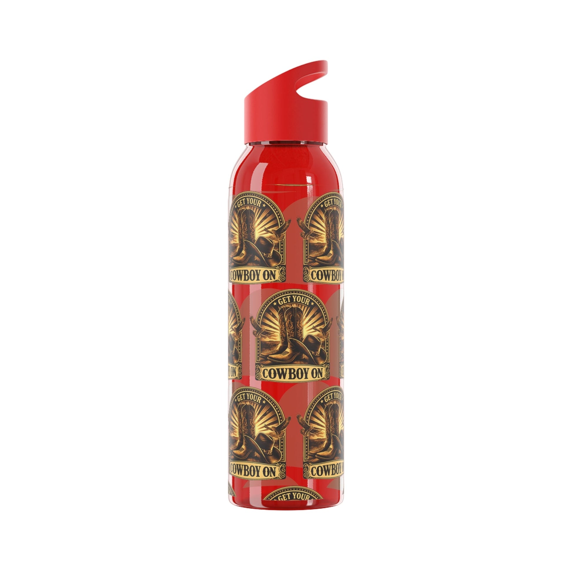 Get Your Cowboy On Water Bottle Western Boot Badge Graphics - SJM Print Store
