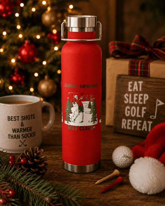 Golf Claus Insulated Flask – Season’s Swingings Christmas Golf Bottle - SJM Print Store