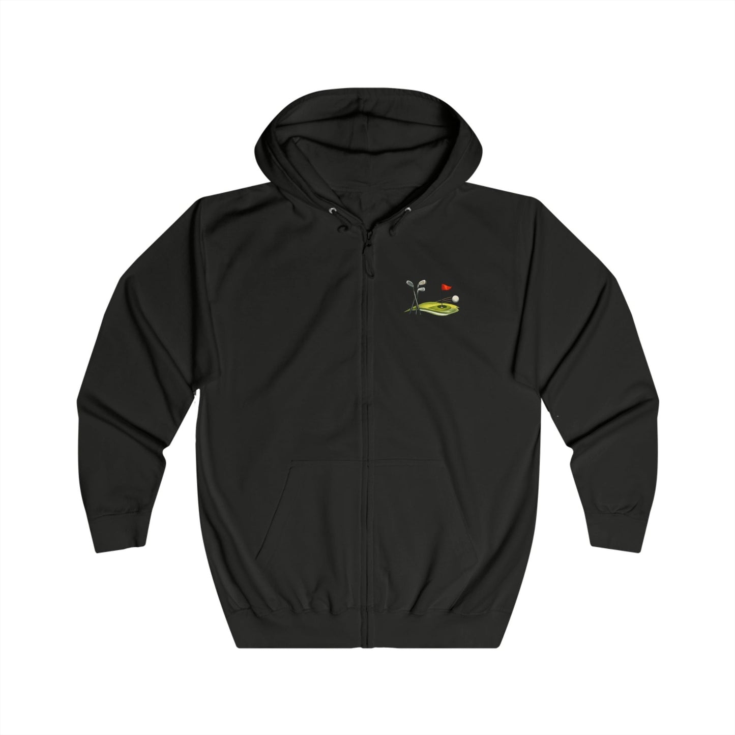 Golf Course Minimalist Full - Zip Hoodie Unisex Golf Flag Unique Design - SJM Print Store
