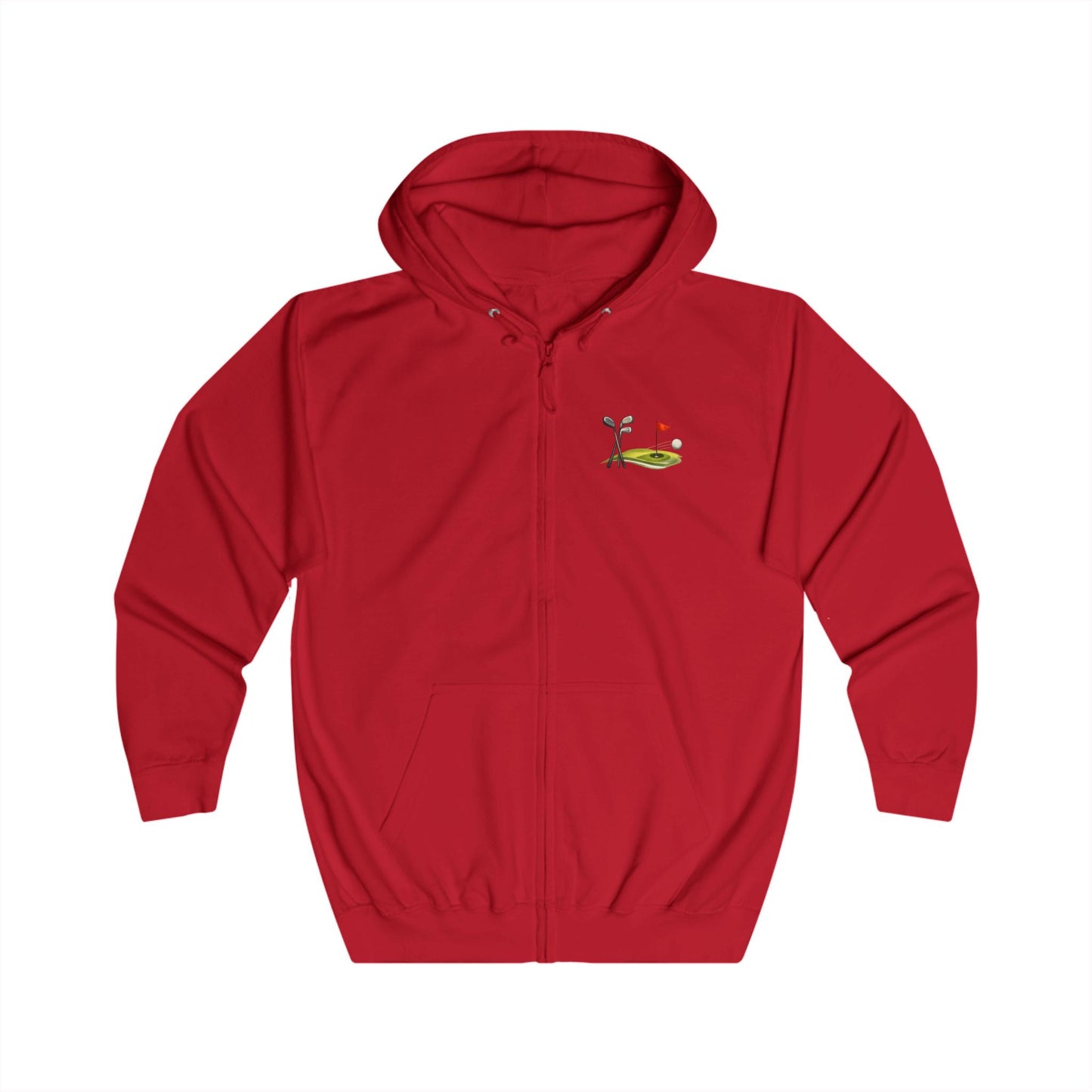 Golf Course Minimalist Full - Zip Hoodie Unisex Golf Flag Unique Design - SJM Print Store
