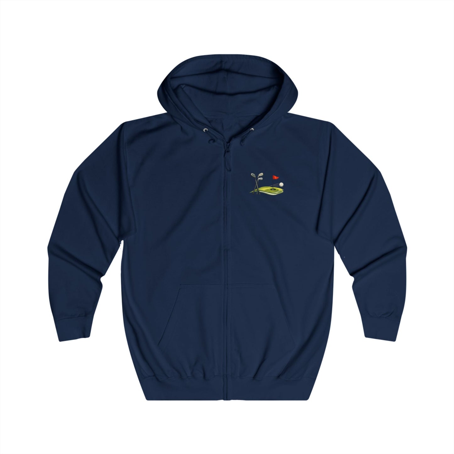 Golf Course Minimalist Full - Zip Hoodie Unisex Golf Flag Unique Design - SJM Print Store