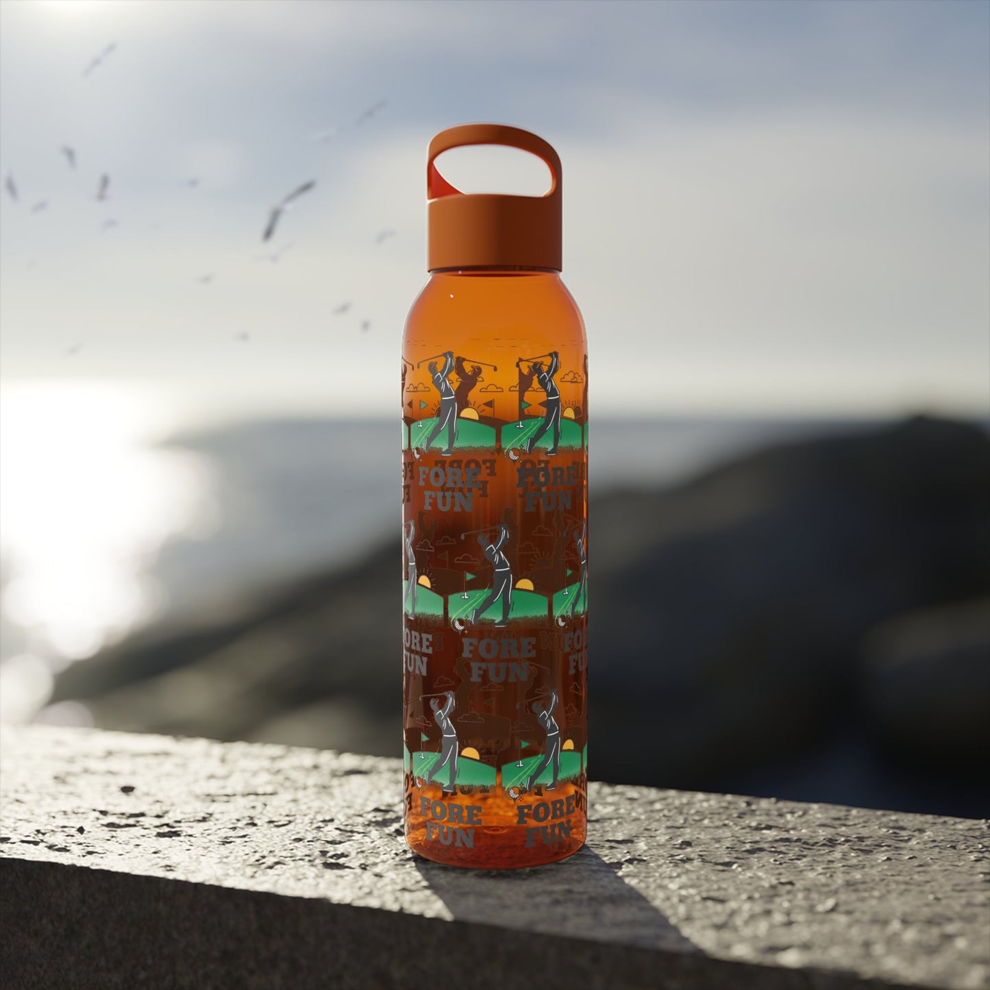 Golf 'Fore! Fun' Water Bottle â€” Repeating Graphic Re - useable Bottle - SJM Print Store