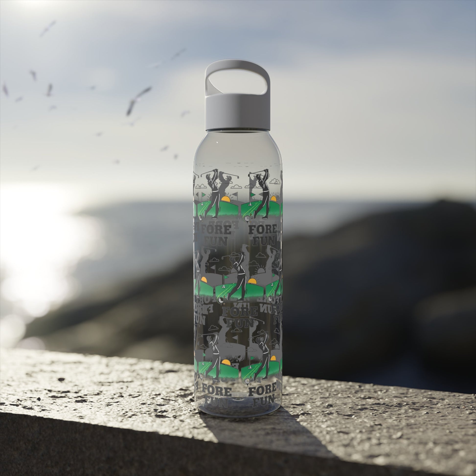 Golf 'Fore! Fun' Water Bottle â€” Repeating Graphic Re - useable Bottle - SJM Print Store
