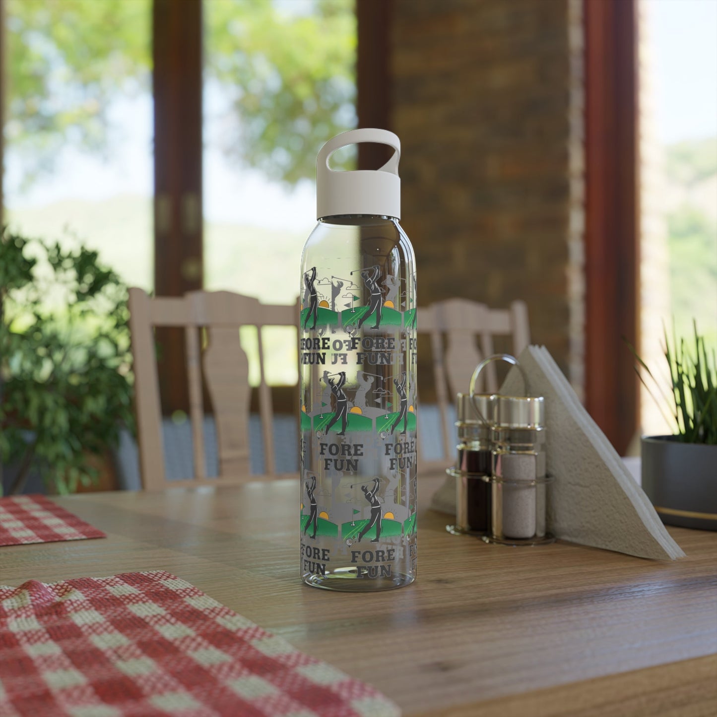Golf 'Fore! Fun' Water Bottle â€” Repeating Graphic Re - useable Bottle - SJM Print Store