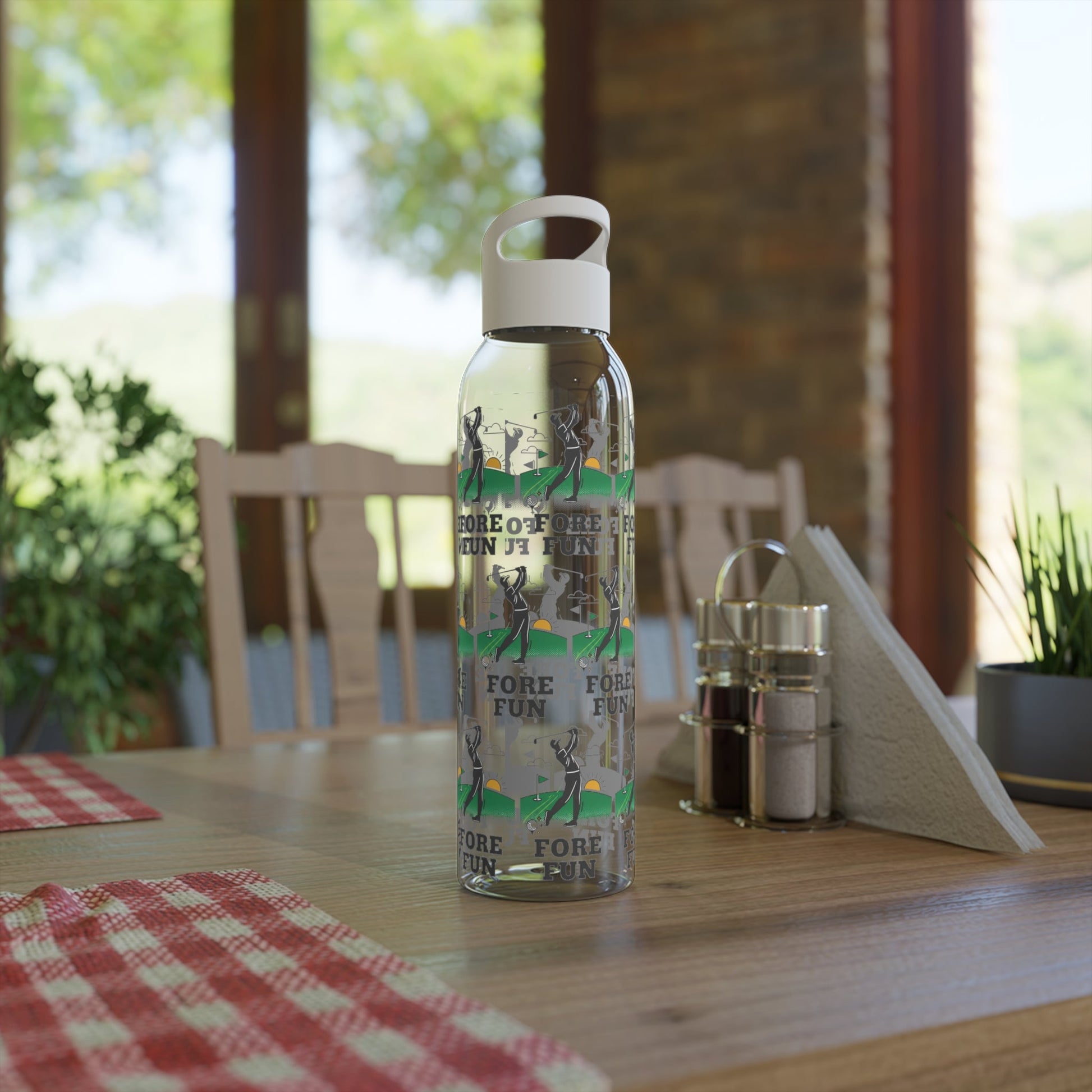 Golf 'Fore! Fun' Water Bottle â€” Repeating Graphic Re - useable Bottle - SJM Print Store