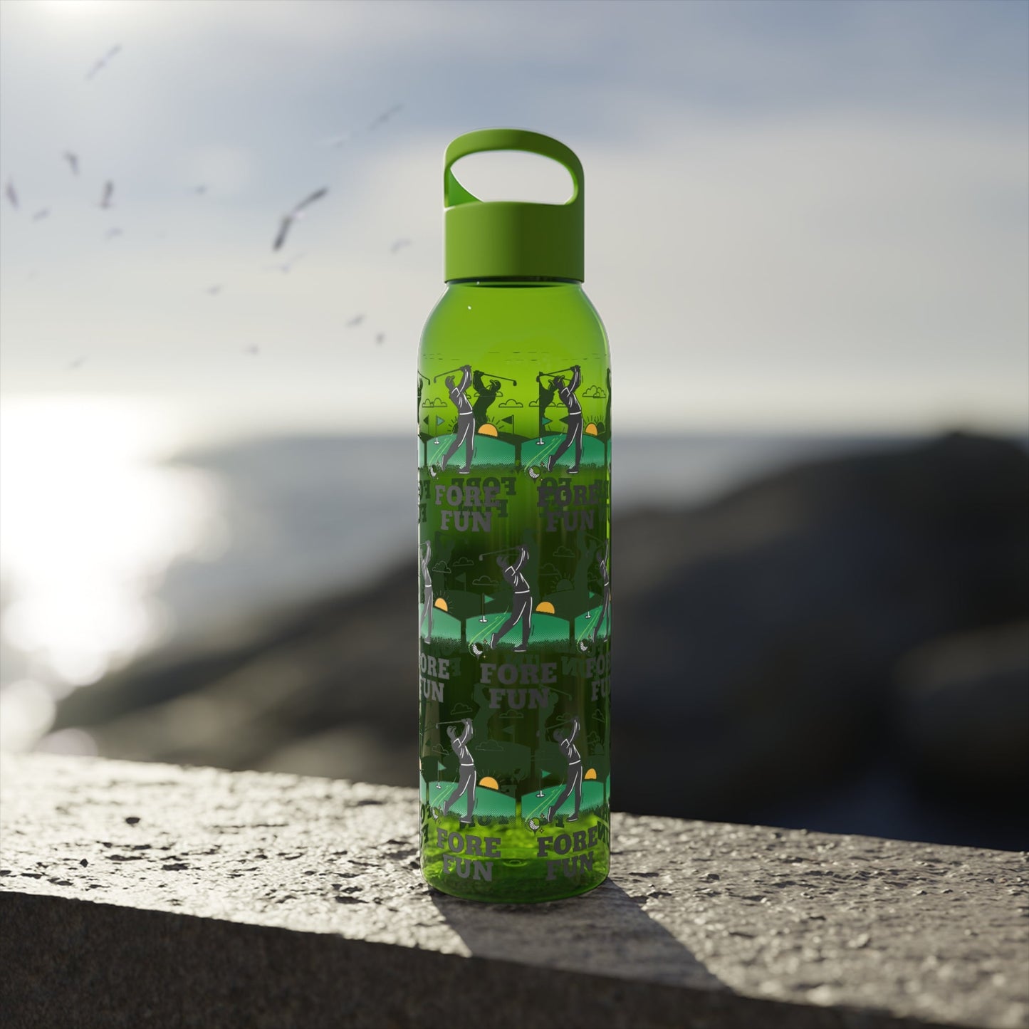 Golf 'Fore! Fun' Water Bottle â€” Repeating Graphic Re - useable Bottle - SJM Print Store