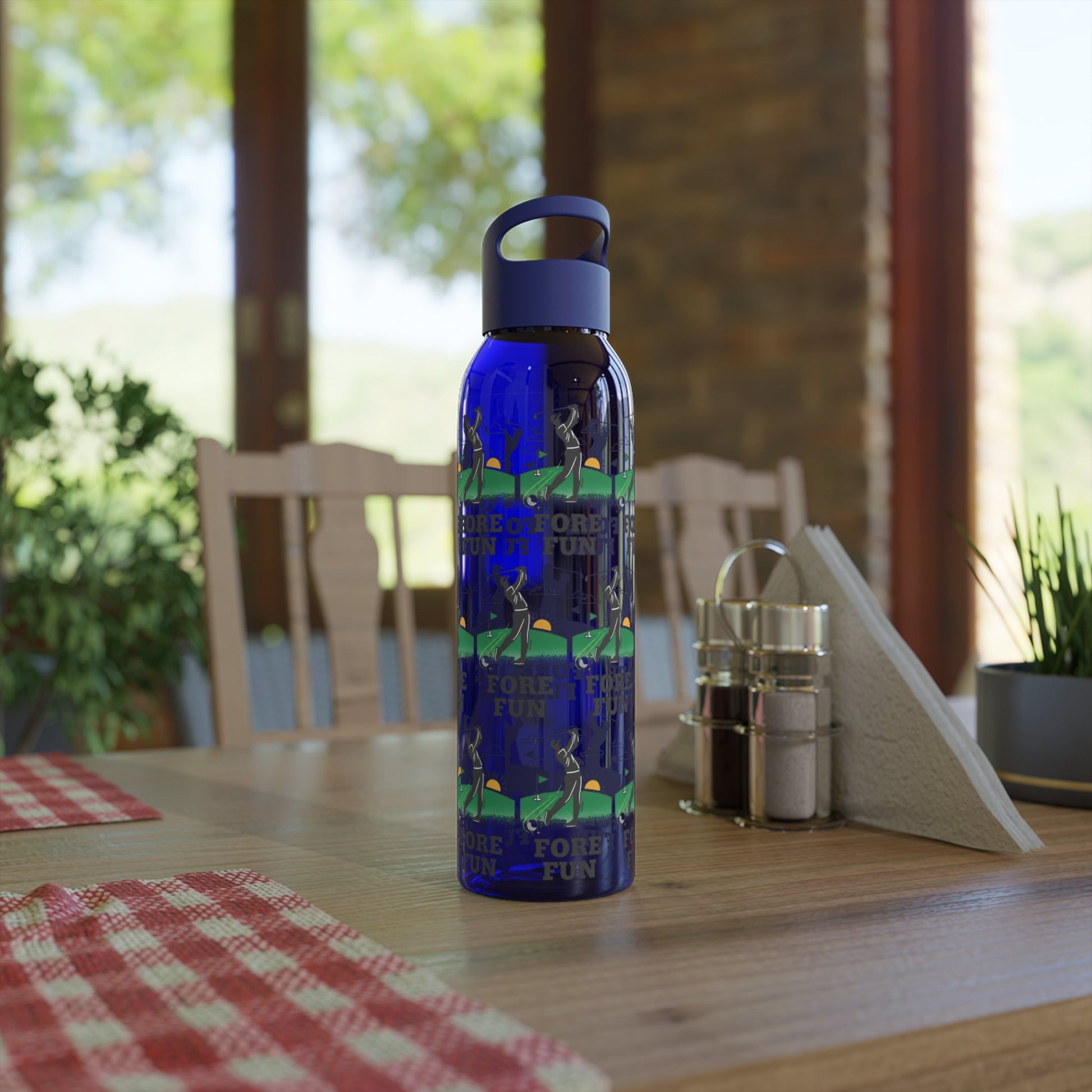 Golf 'Fore! Fun' Water Bottle â€” Repeating Graphic Re - useable Bottle - SJM Print Store