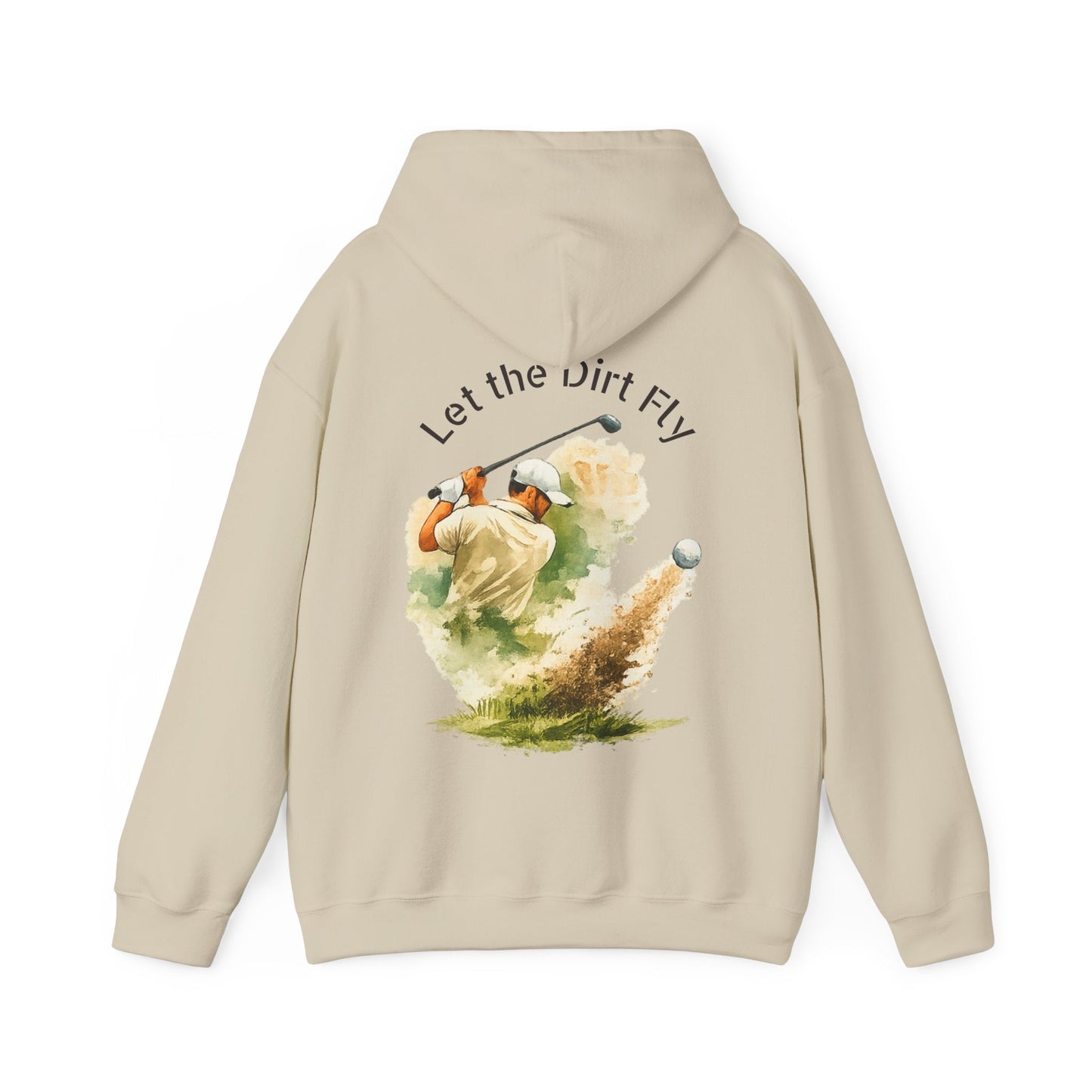 Golf Hoodie - "Let the Dirt Fly" Golfer Swing Pullover - SJM Print Store