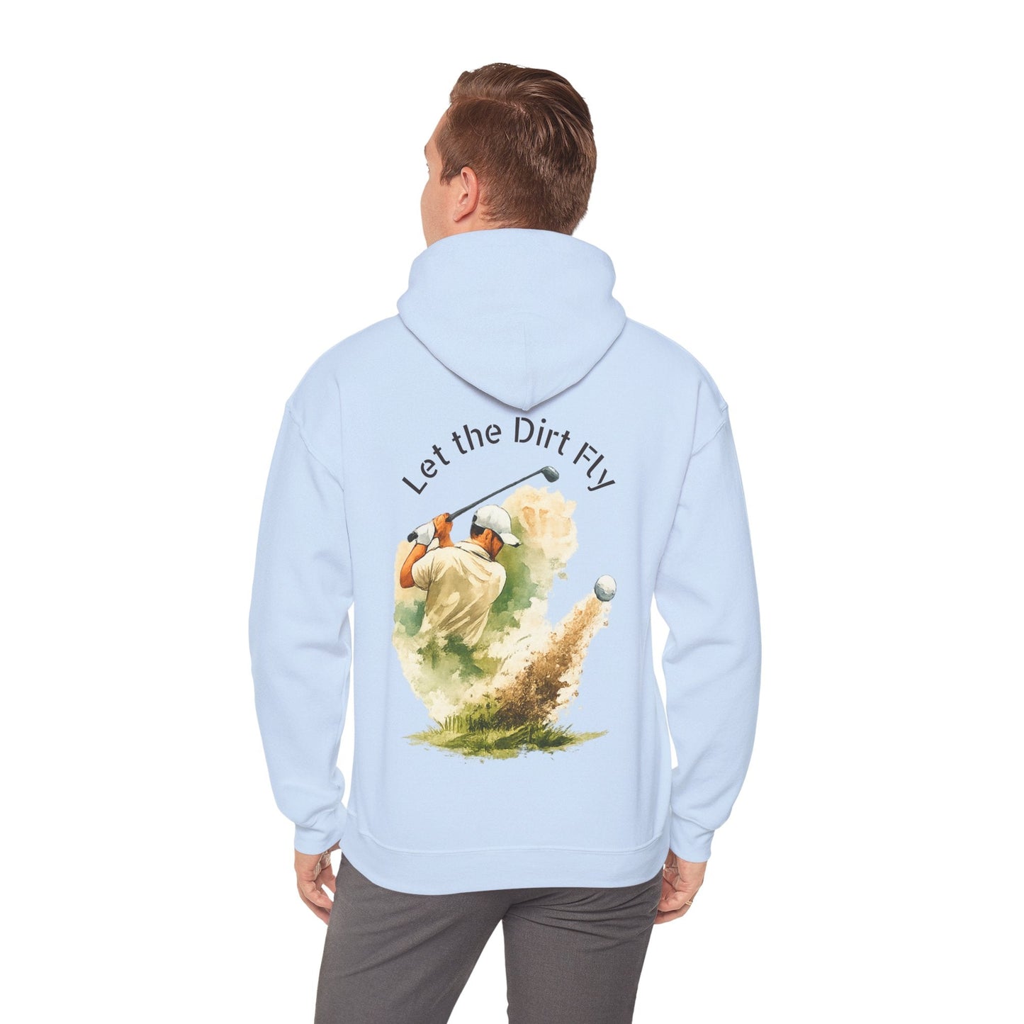 Golf Hoodie - "Let the Dirt Fly" Golfer Swing Pullover - SJM Print Store