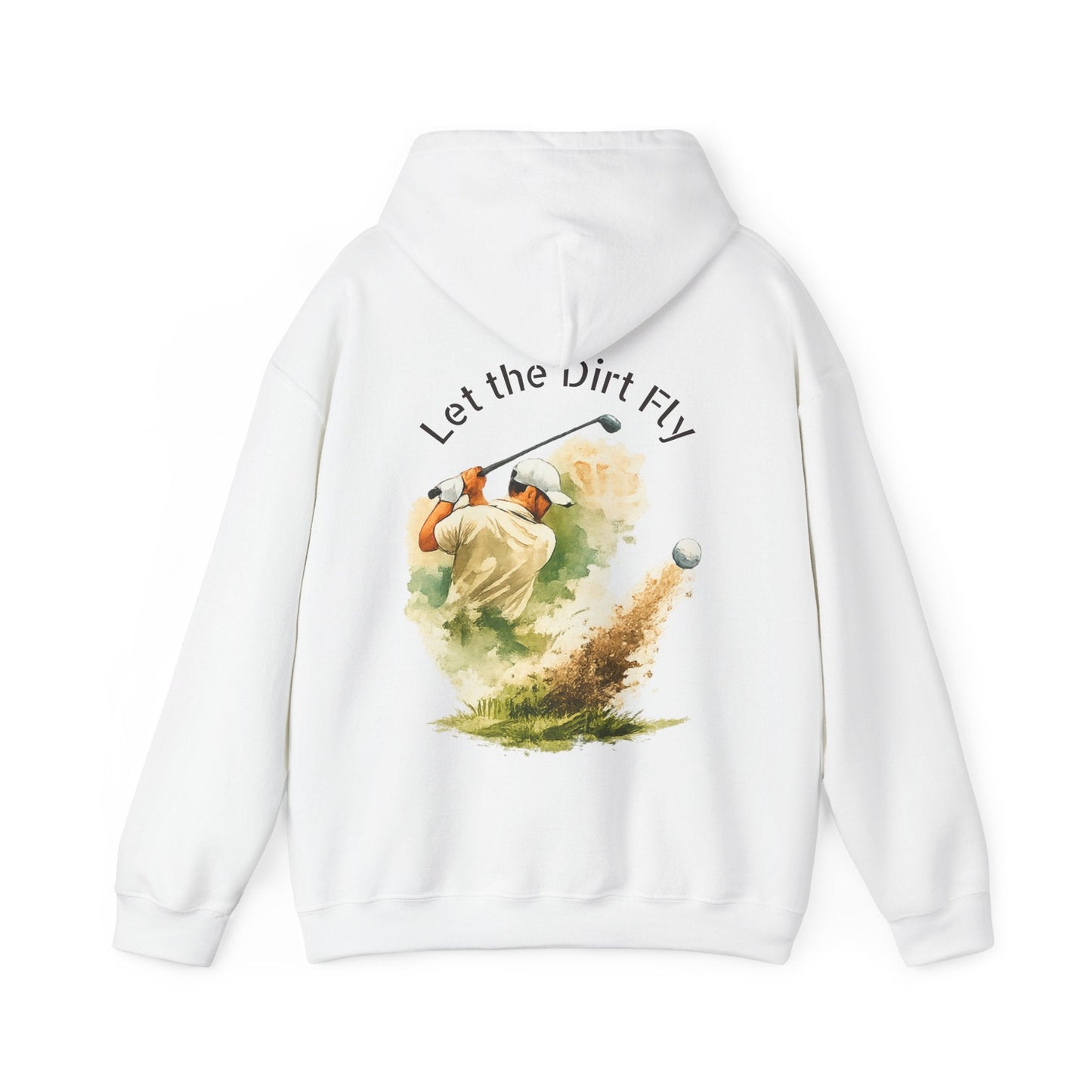 Golf Hoodie - "Let the Dirt Fly" Golfer Swing Pullover - SJM Print Store