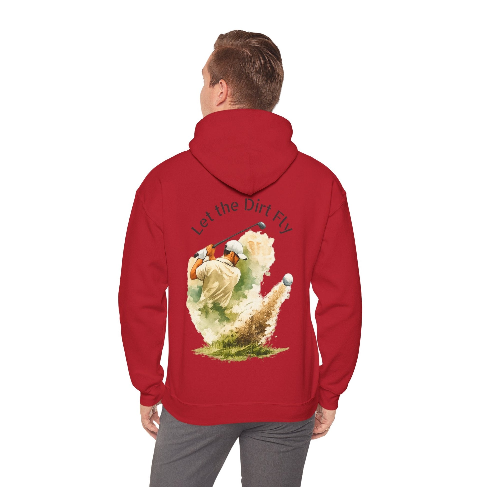 Golf Hoodie - "Let the Dirt Fly" Golfer Swing Pullover - SJM Print Store