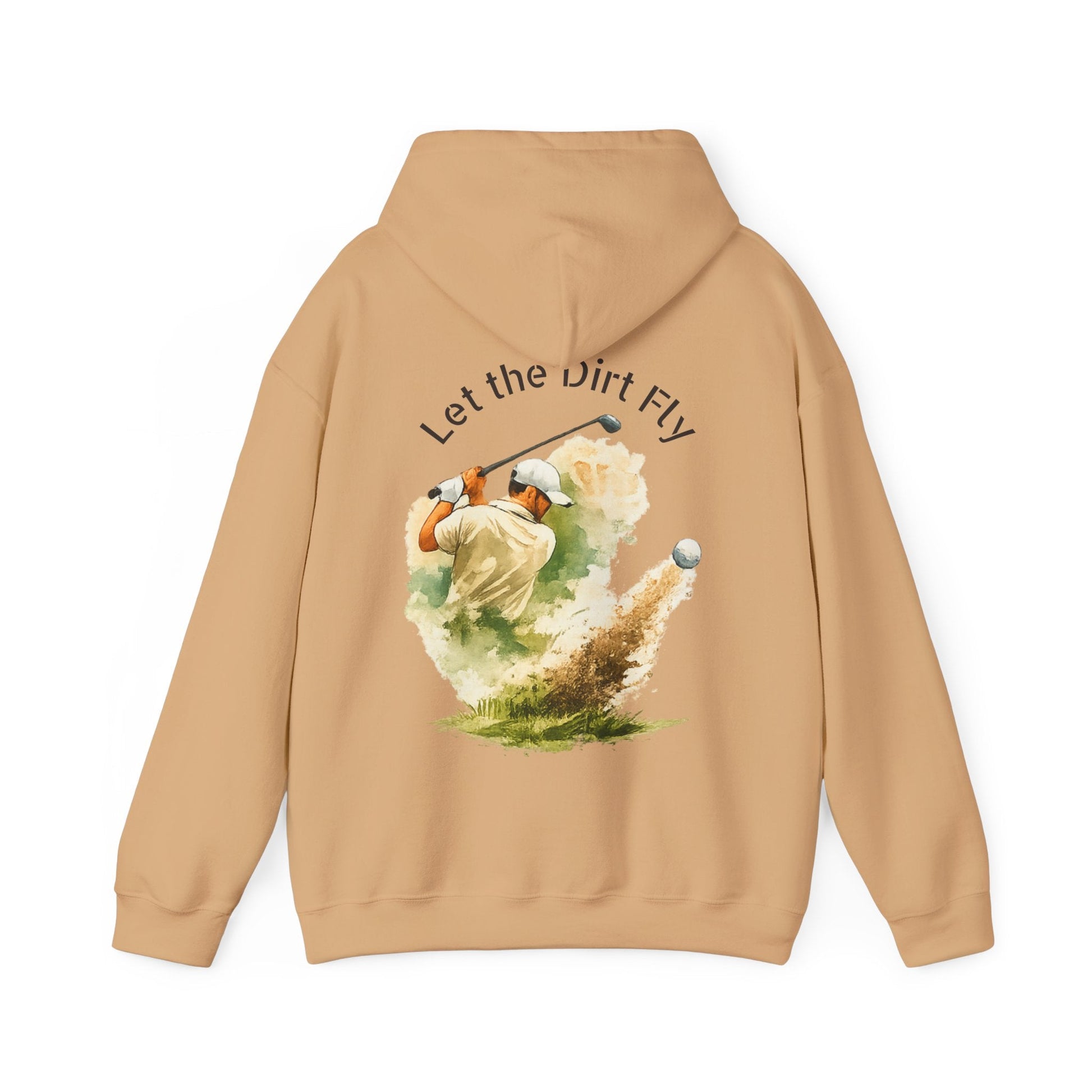 Golf Hoodie - "Let the Dirt Fly" Golfer Swing Pullover - SJM Print Store