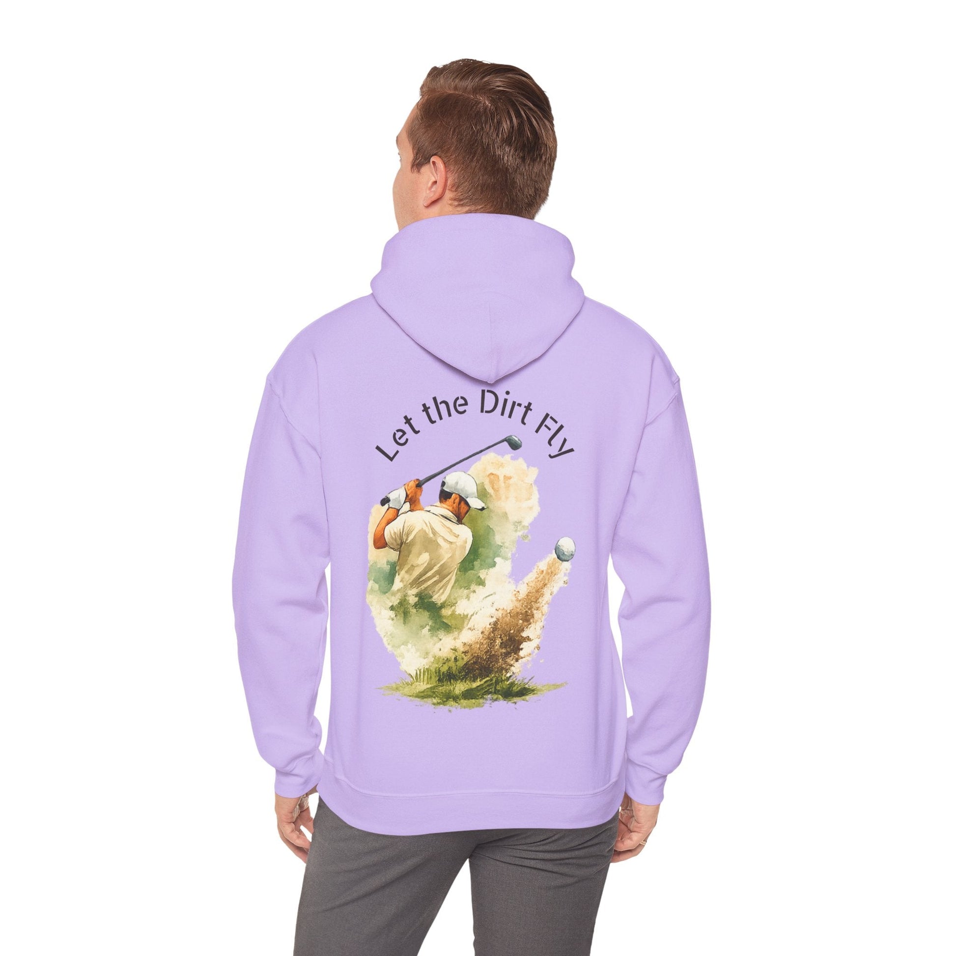Golf Hoodie - "Let the Dirt Fly" Golfer Swing Pullover - SJM Print Store