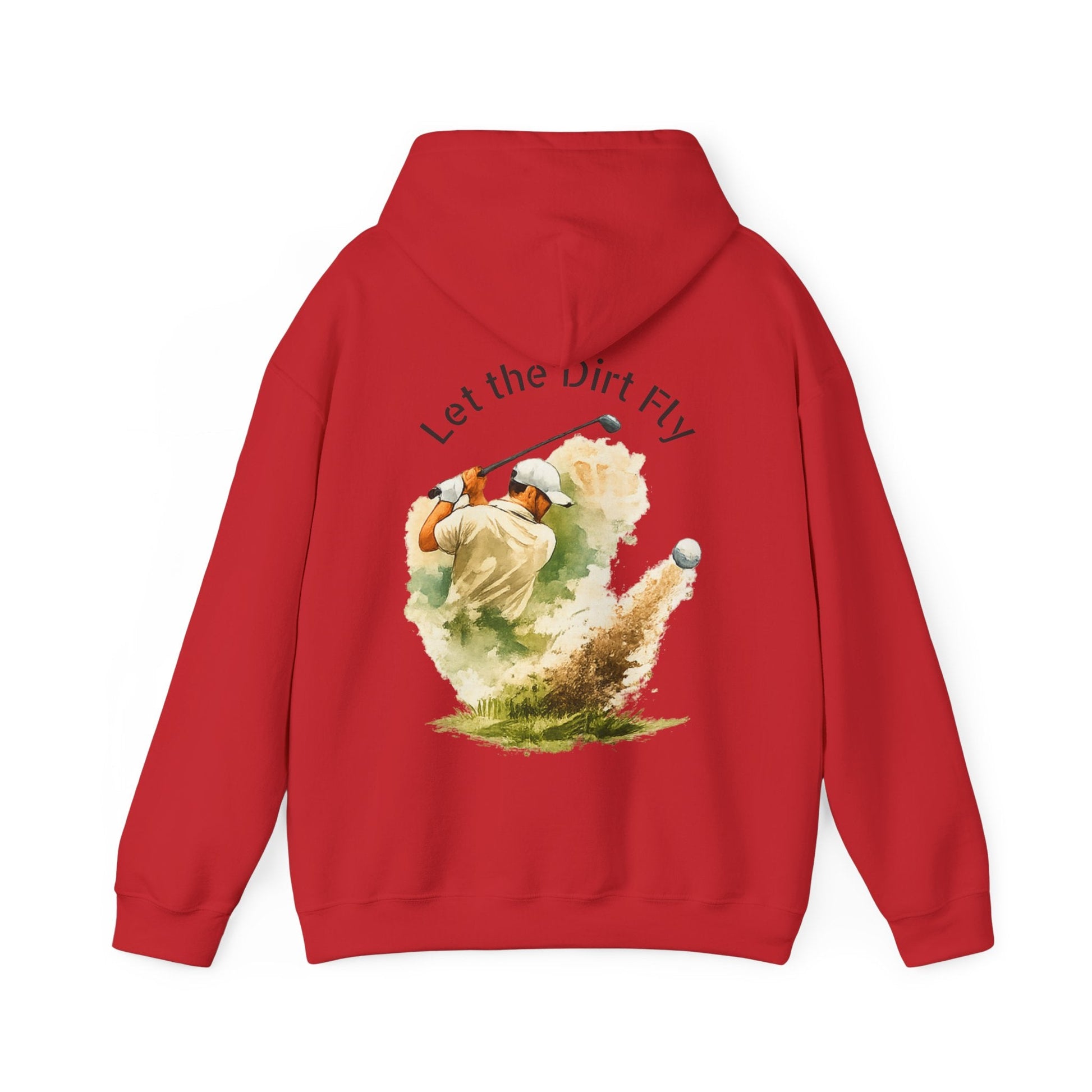 Golf Hoodie - "Let the Dirt Fly" Golfer Swing Pullover - SJM Print Store